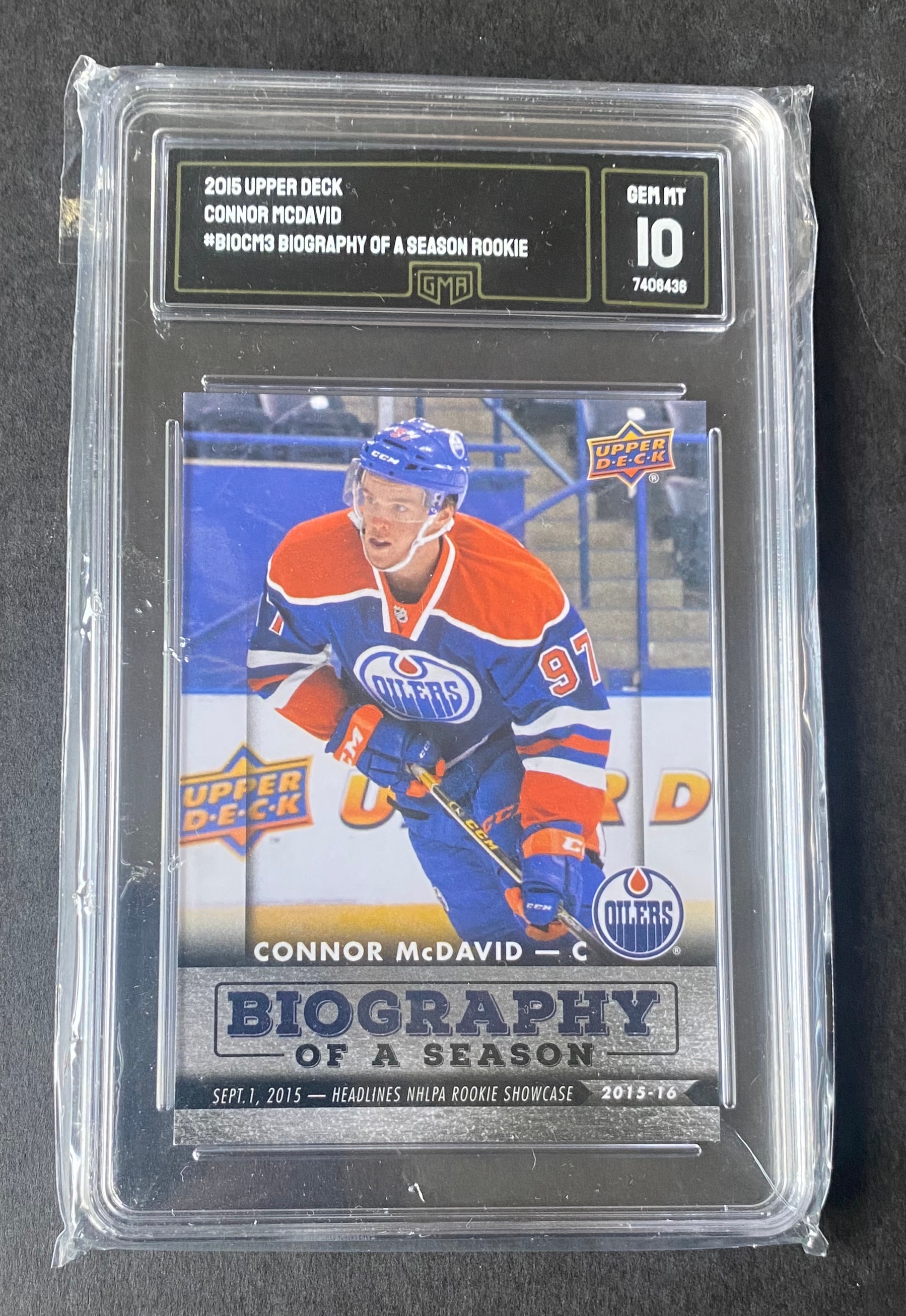 2015 Edmonton Oilers Connor Mcdavid Rookie #BIOCM3 Mint GMA 10