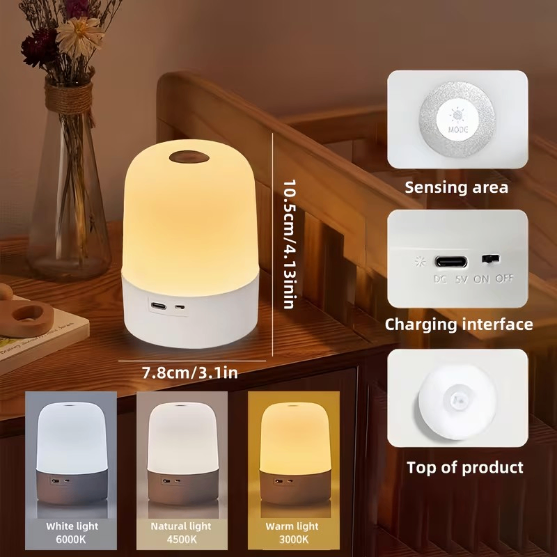LED Touch Bedside Lamp, Portable Touch Night Light