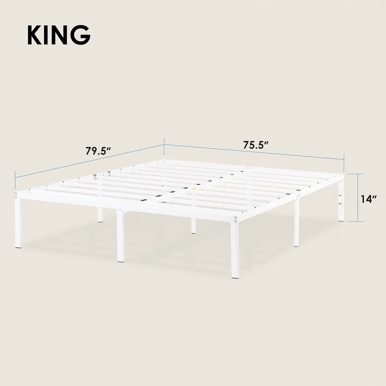 Mellow Mattress 14 Inch Metal Platform Bed Heavy Duty King Size - photo 3