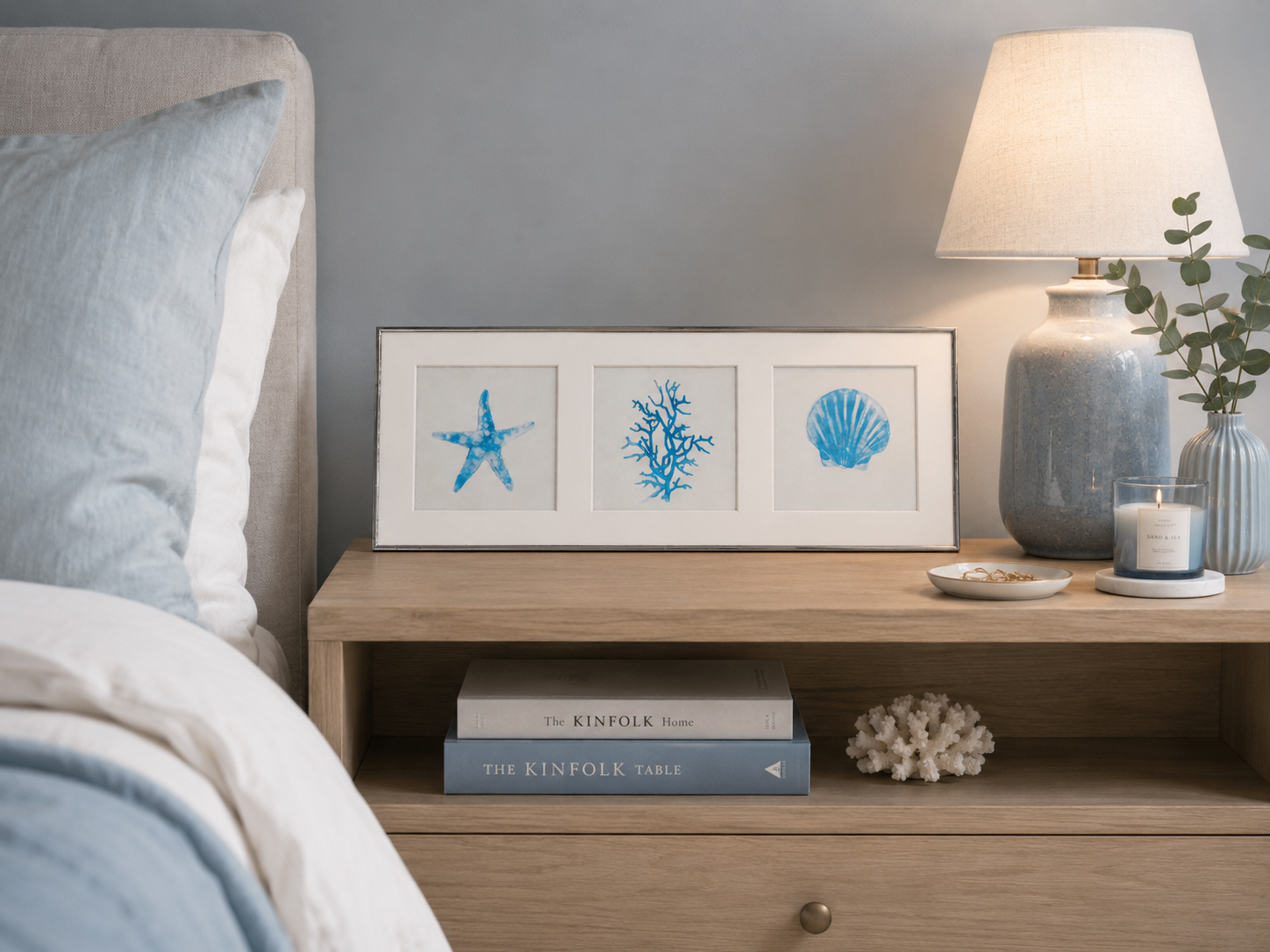 Like New Coastal Beach Wall Art in Silver Frame