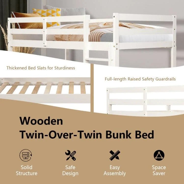 BNIB White Wooden Bunk Bed Frame twin size - photo 4