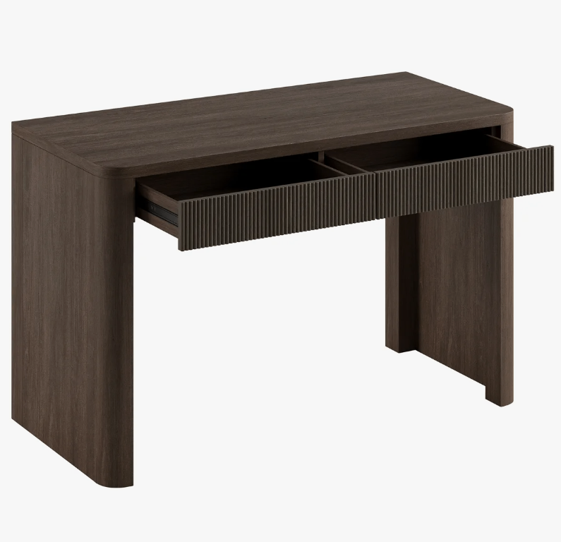 Dark wood desk with two fluted drawers - New in box - photo 3
