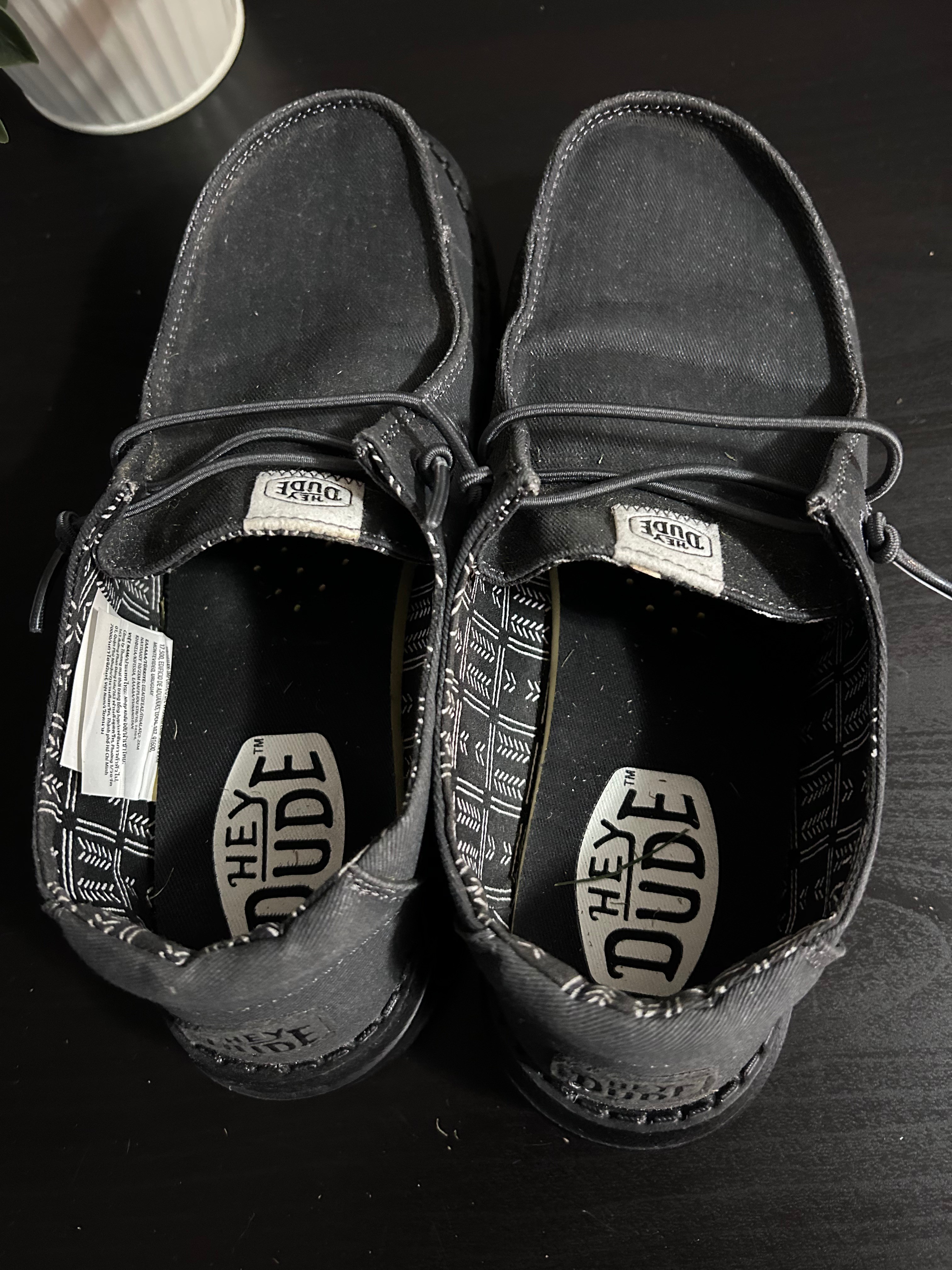Hey Dude black canvas slip-on loafers Wally style W6
