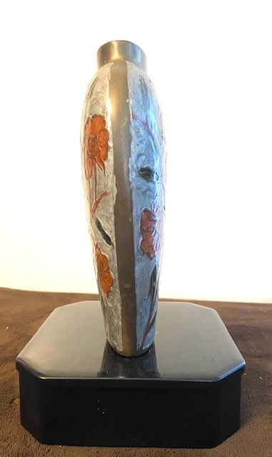 Vintage Brass Enameled Vase 8.5" - photo 2