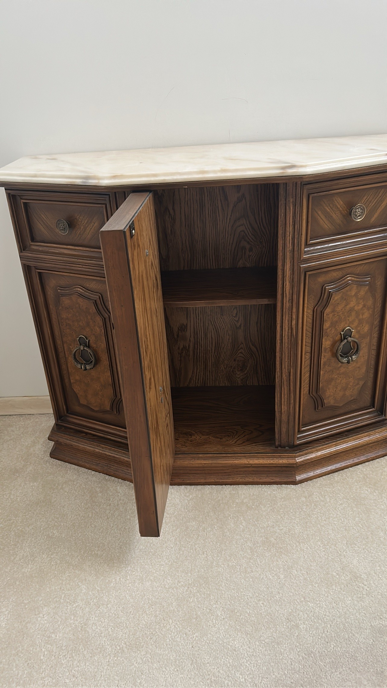 SOLID WOOD MARBLE TOP BUFFET/SIDEBOARD - photo 2