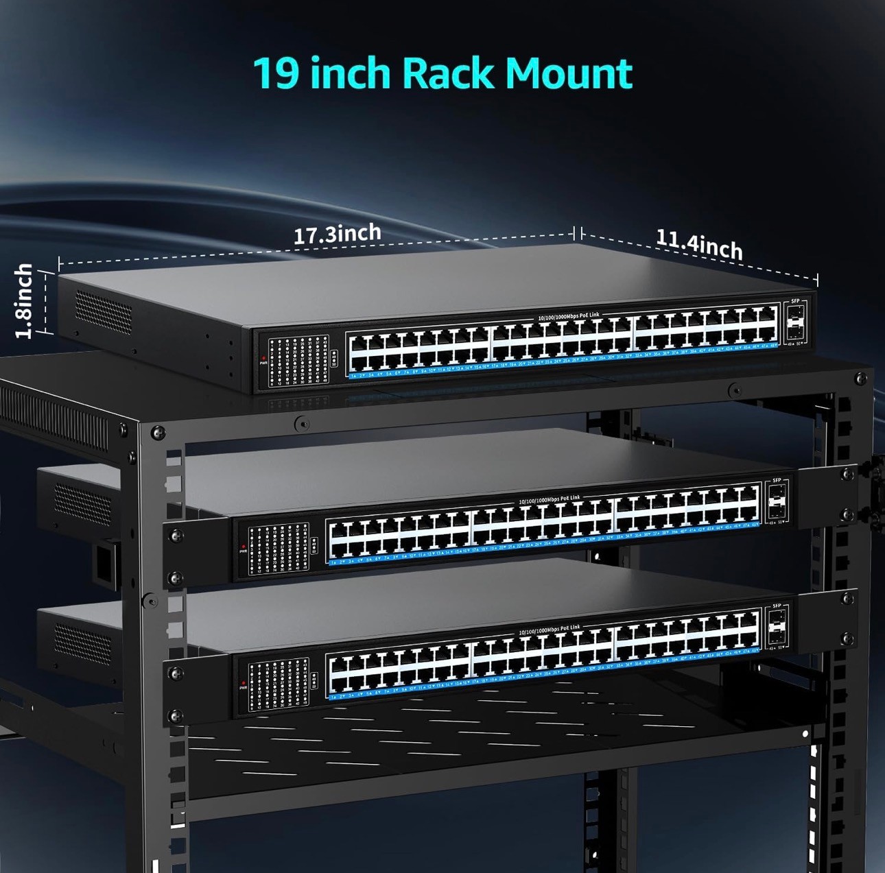 Ethernet Switch 48 Port Gigabit PoE Switch IEEE802.3af/at 2x1G S