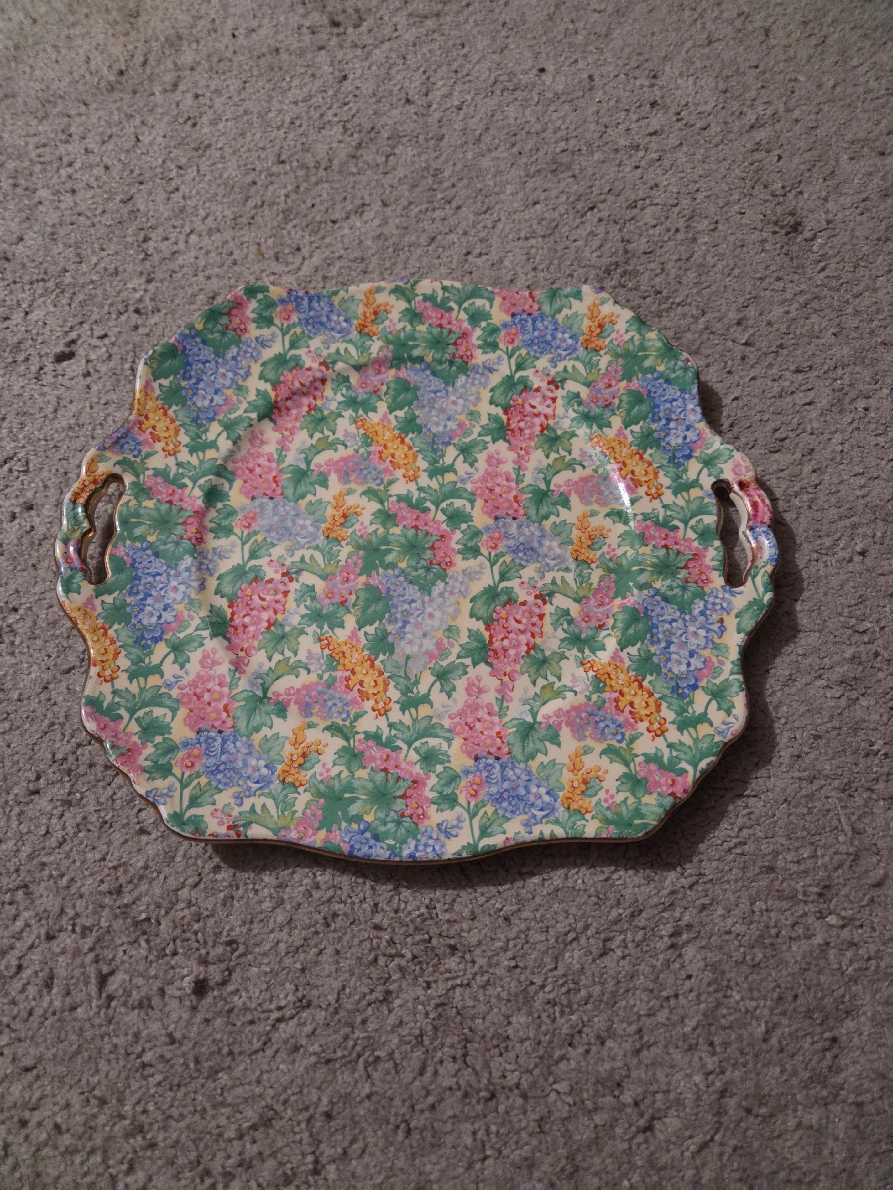 Vintage Royal Winton "Somerset" Chintz 11" Square Cake Plate