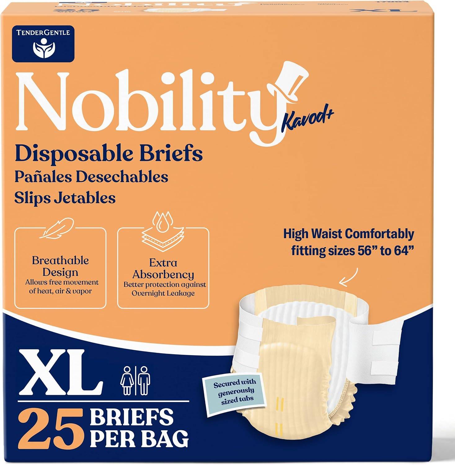 NEW~ Nobility Adult Diapers XL – 25 Count – Men & Women