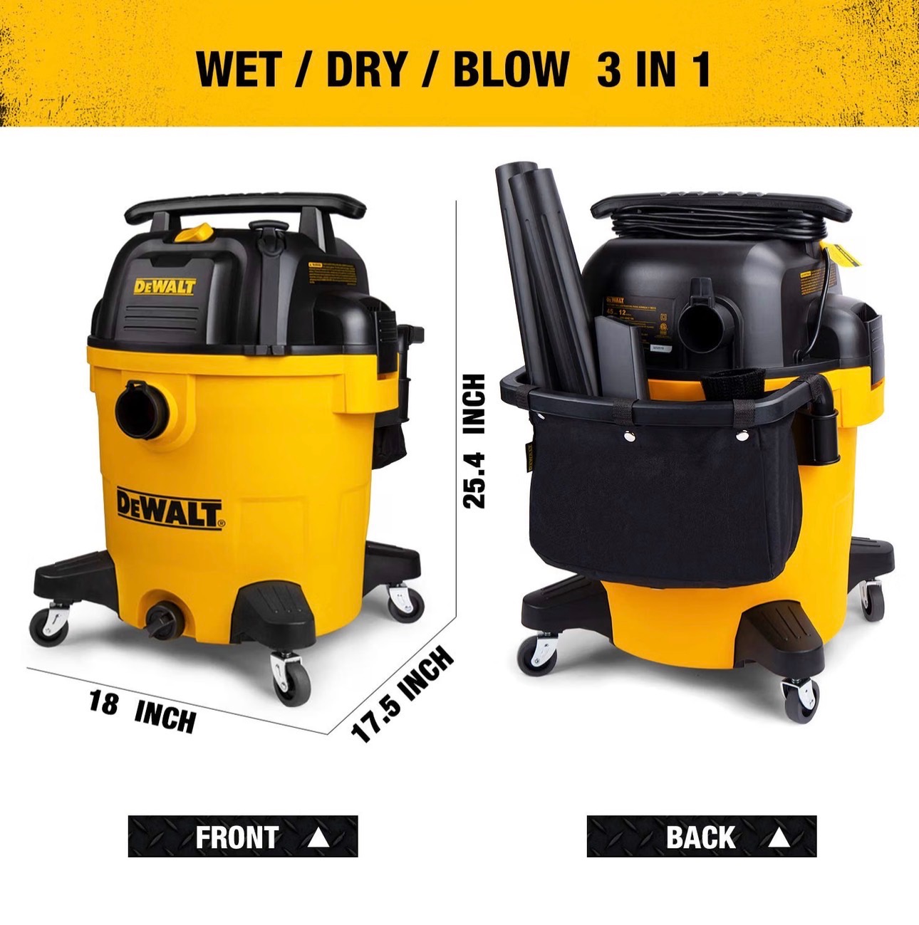 DEWALT 12 Gallon Poly Wet/Dry Vacuum 5.5 HP Large Pick-Up Capaci - photo 2