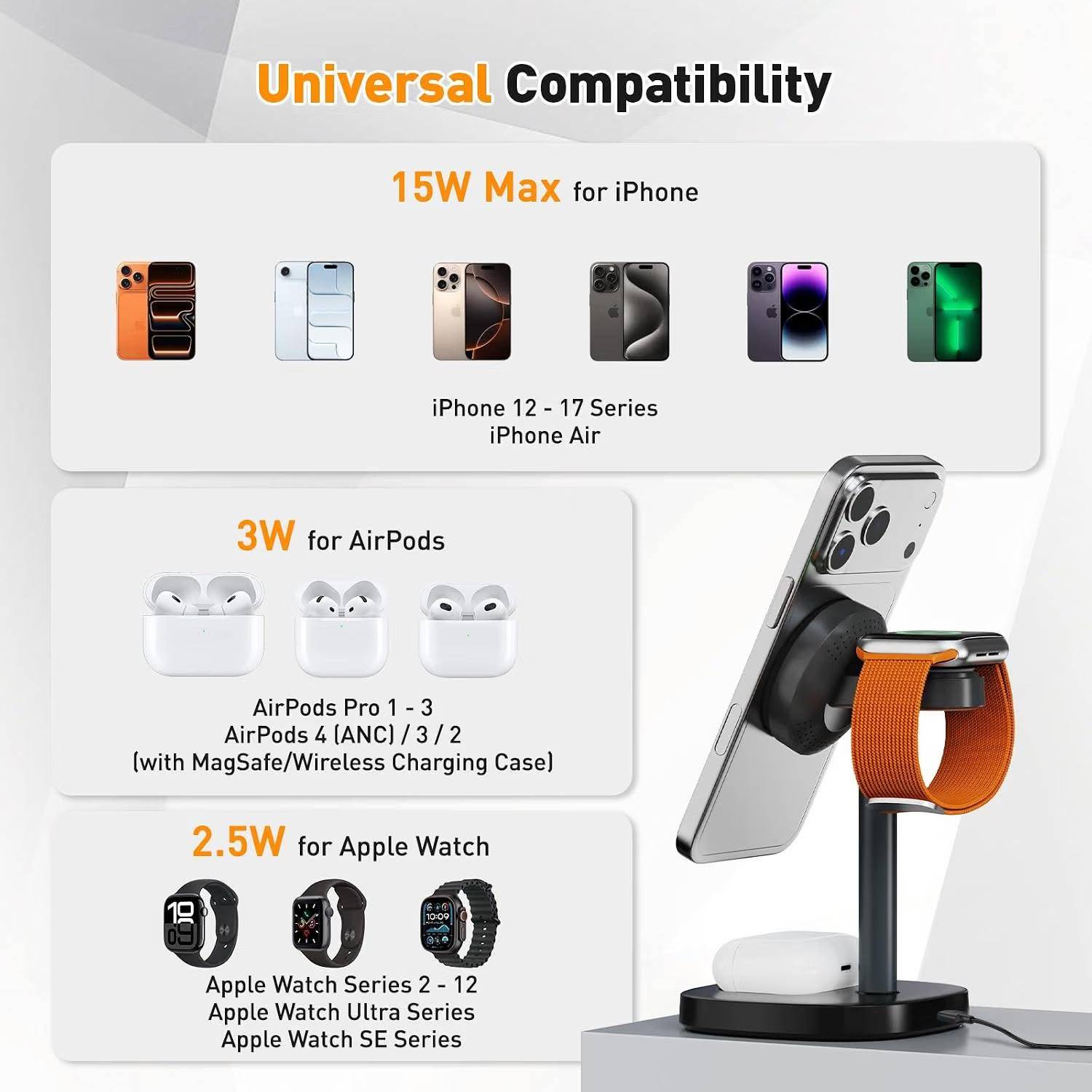 15W Magnetic Fast 3 in 1 Charging Station - photo 3