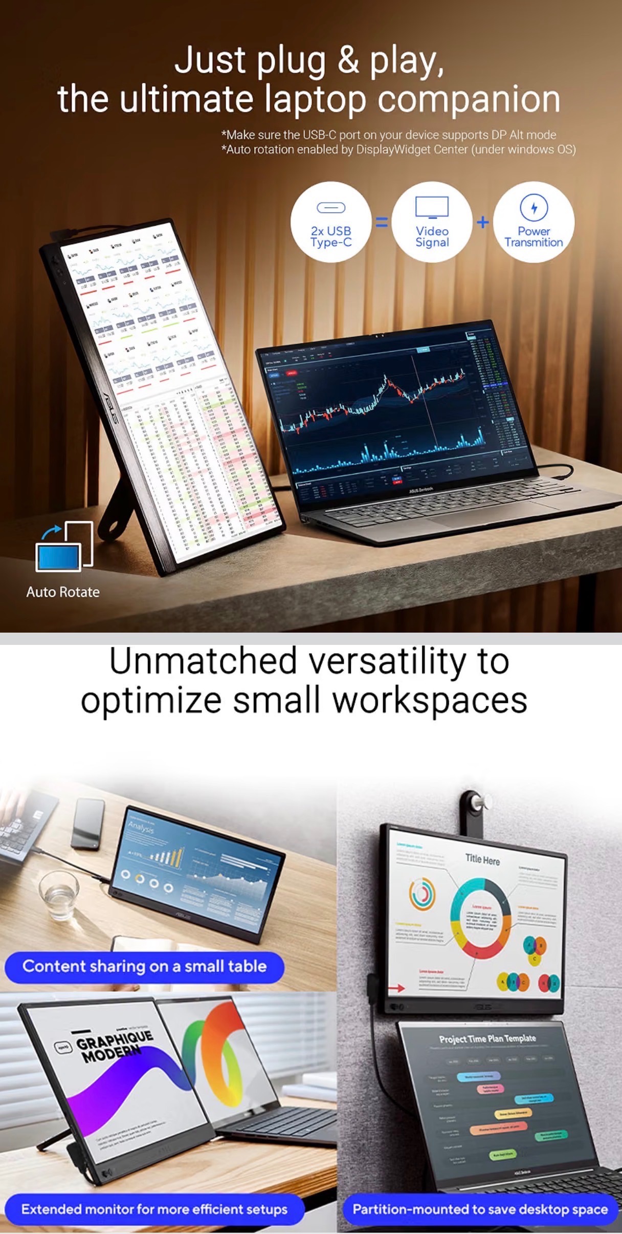 ASUS ZenScreen 15.6" 1080p Portable Monitor Extender Anti-Glare