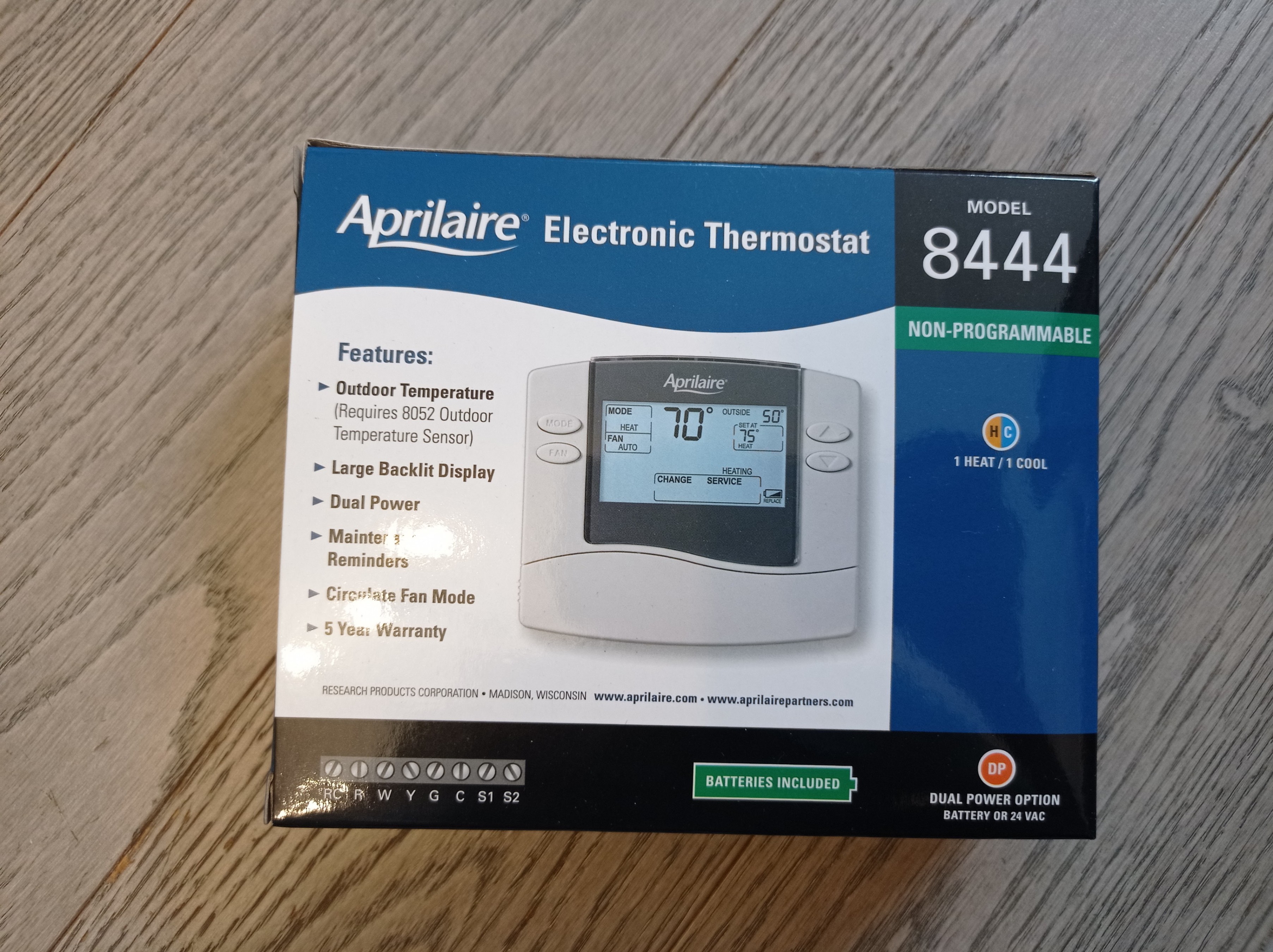 Brand New in Box Aprilaire 8444 Non-Programmable Thermostat - photo 3