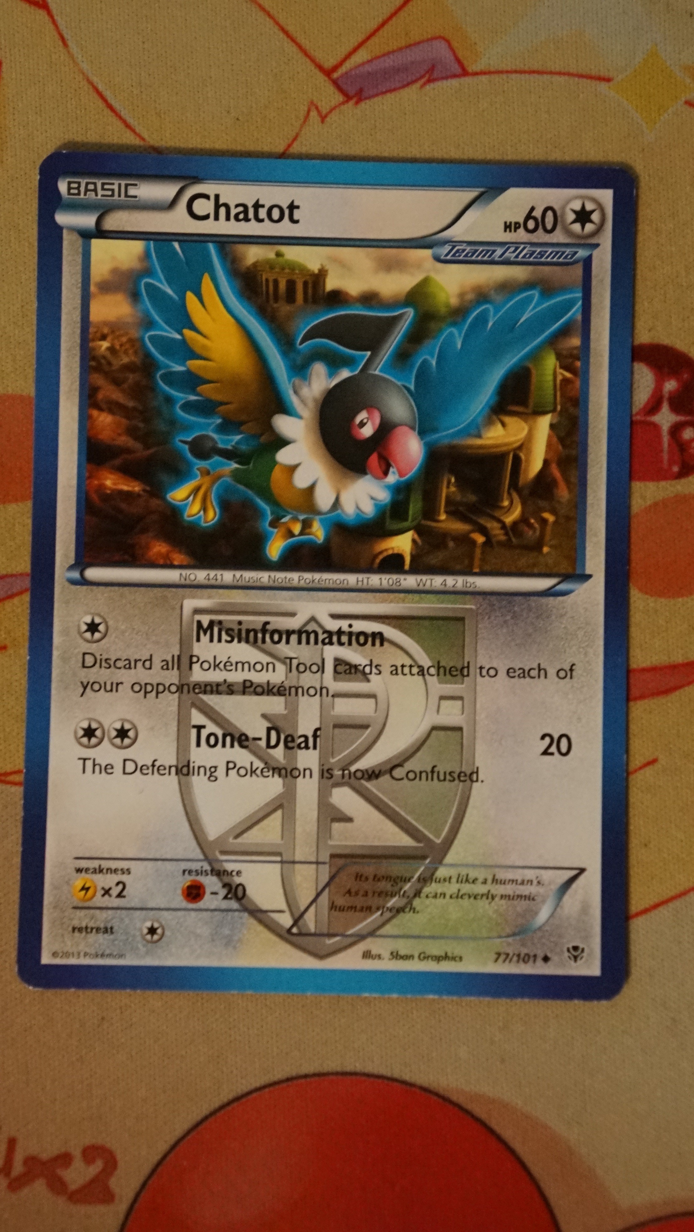 Pokemon Chatot 77/101 Plasma Blast LP - photo 3