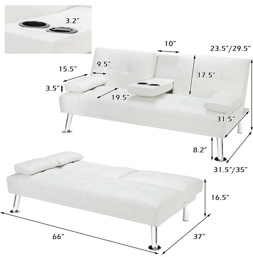 BNIB White Convertible Folding Futon Sofa Bed - photo 4