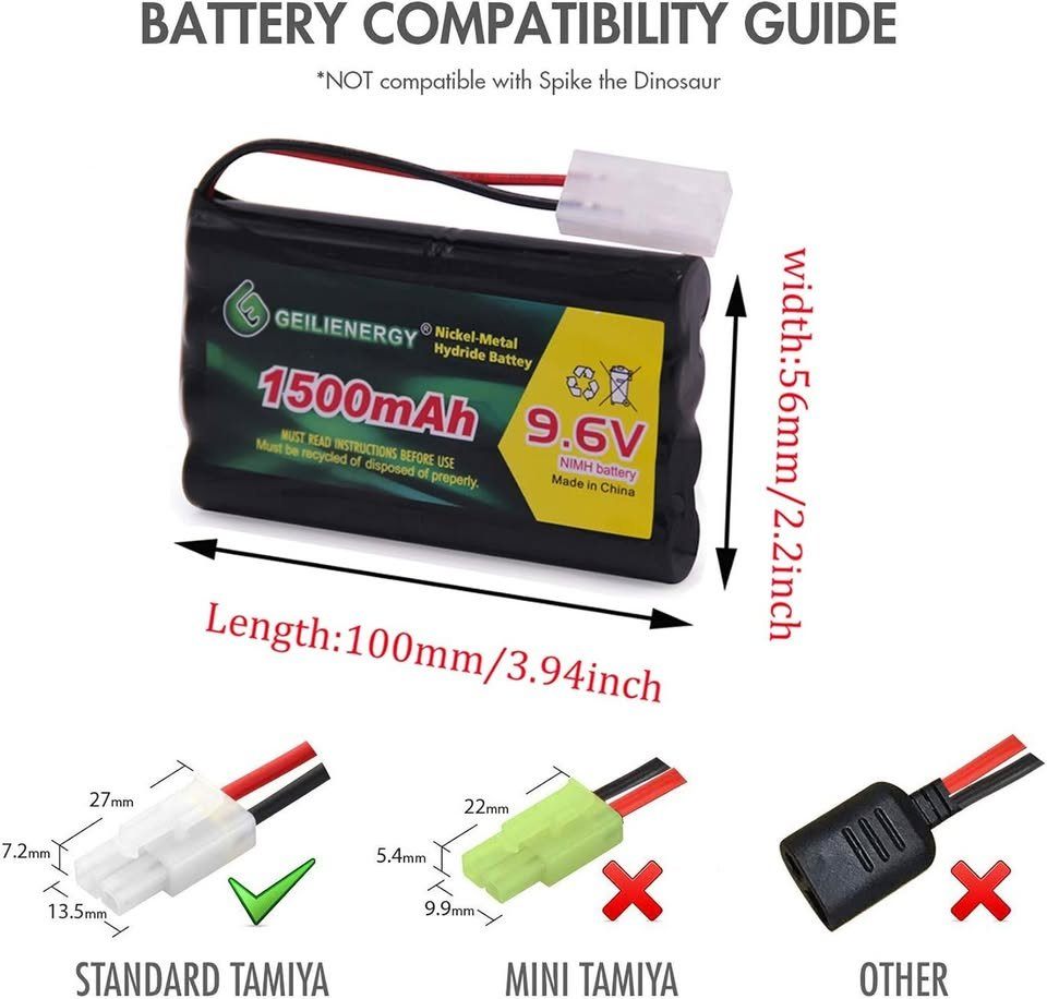 New 9.6V 1500mAh NI-MH Rechargeable Battery Pack, RC Car Boat - photo 5