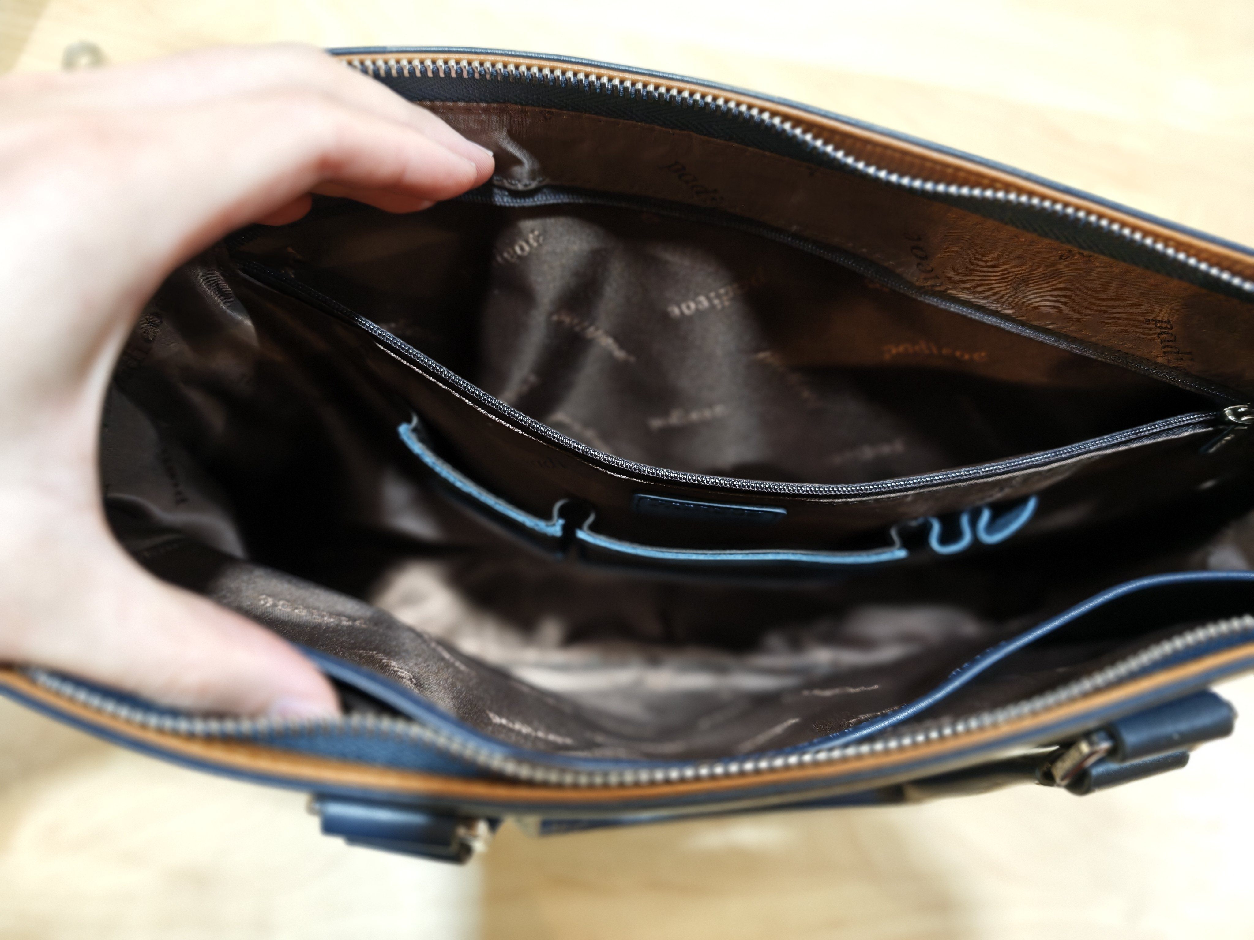 Padieoe Leather Laptop Bag Briefcase - Navy Blue - Fits 14 Inch - photo 4