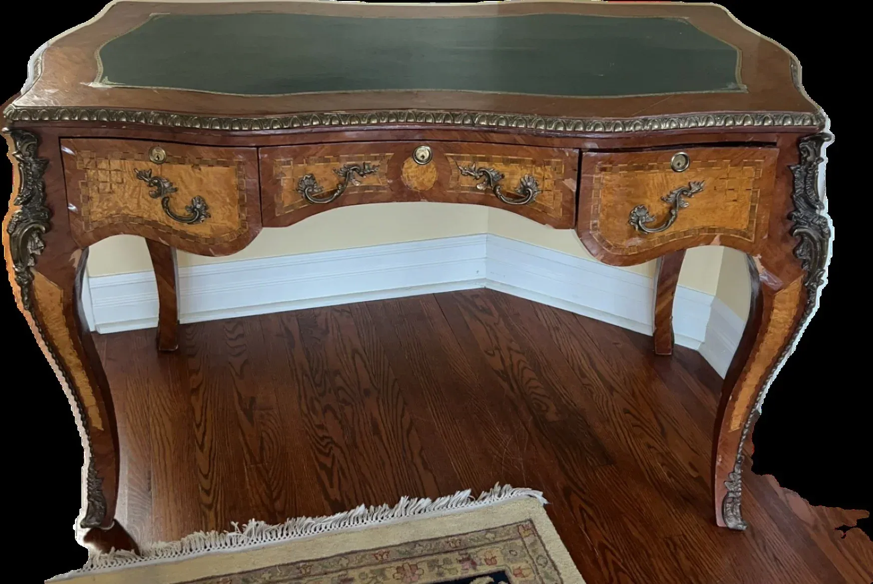 Louis XV Style Marquetry Bureau Plat Writing Desk