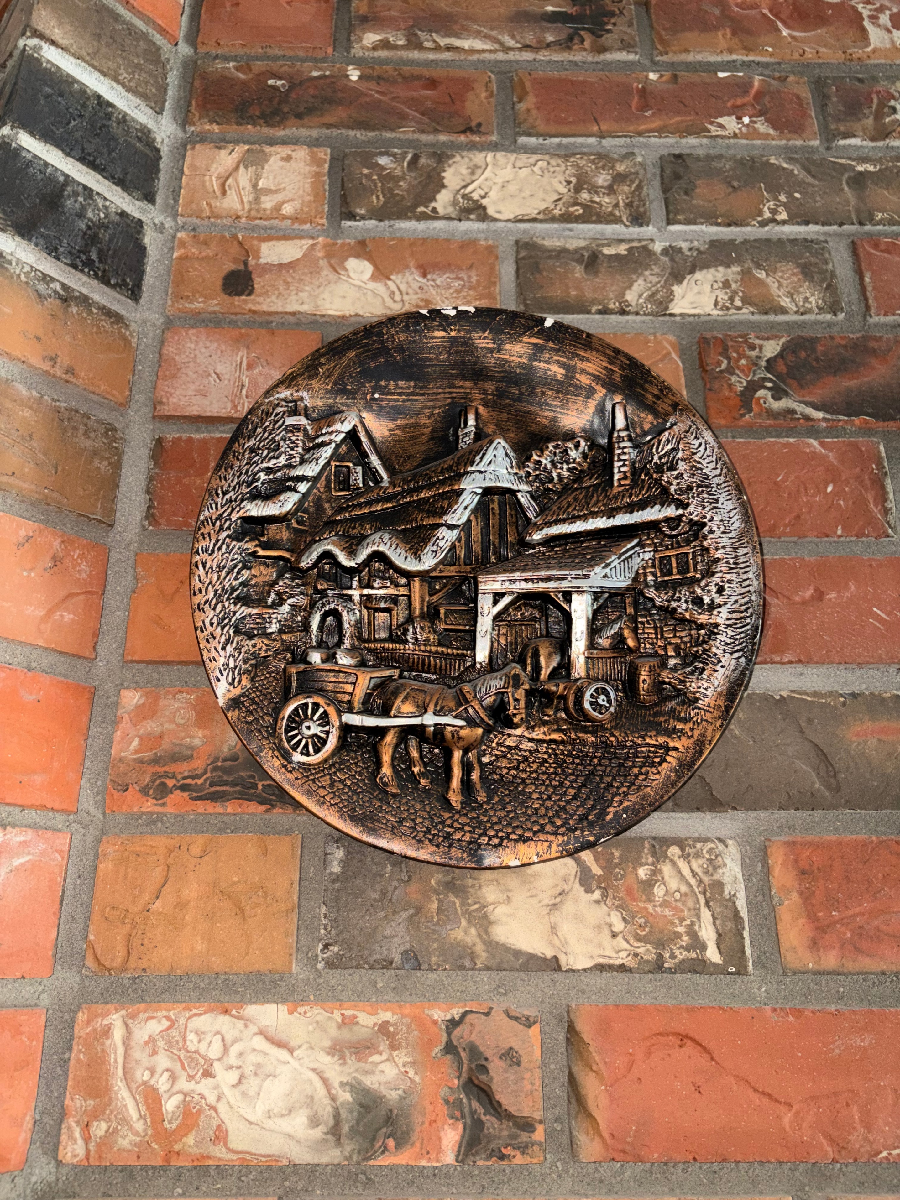 Vintage Copper Embossed Wall Plate