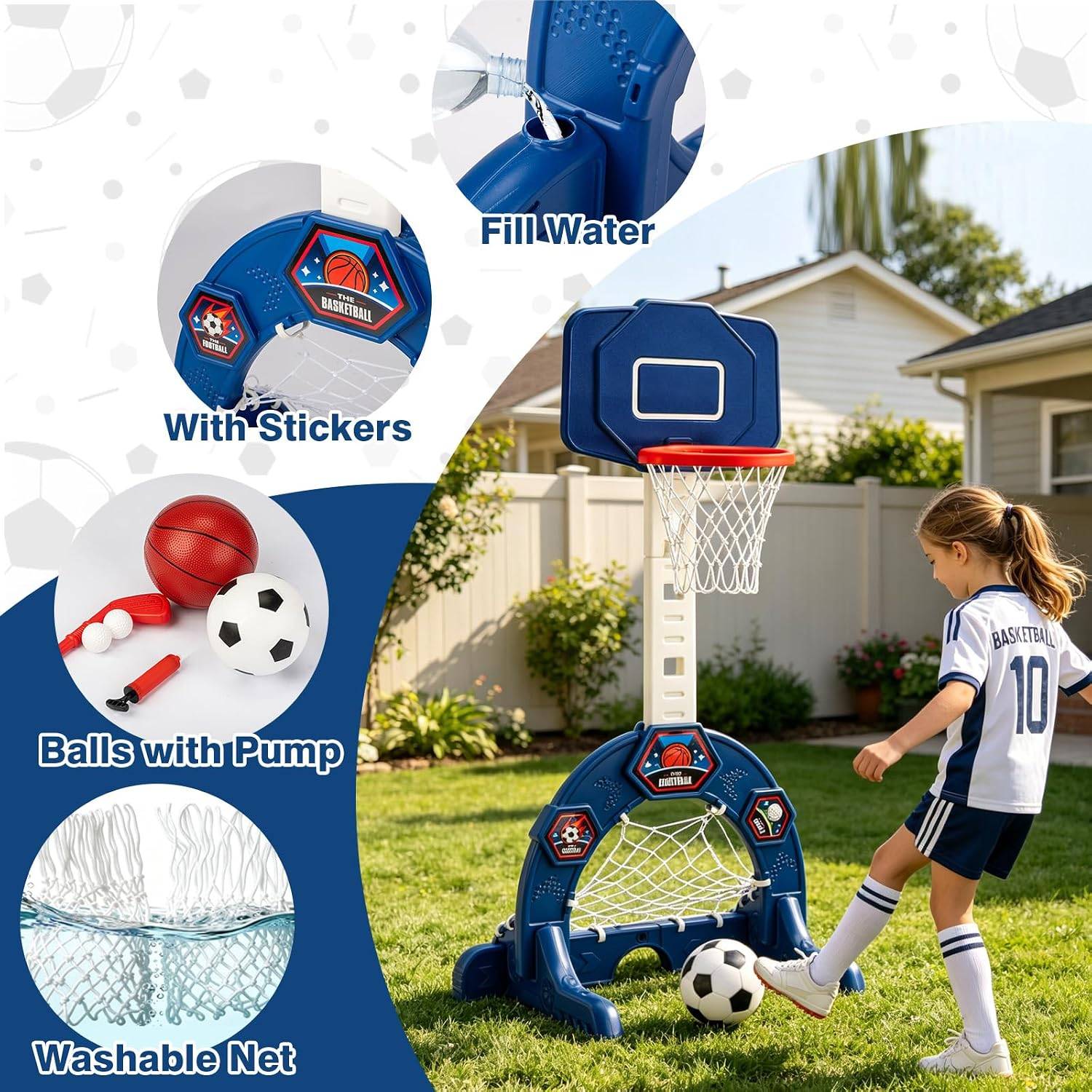 Indoor Basketball Net for Kids with Soccer Goal, Golf Game - photo 4