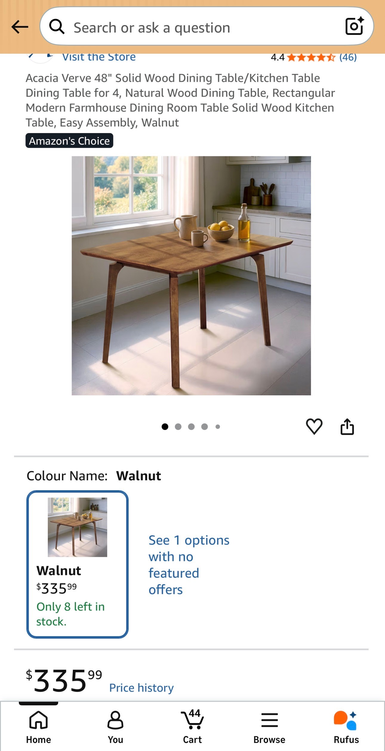NEW: Solid Wood Dining Kitchen Table 48" Modern Easy Assembly - photo 2