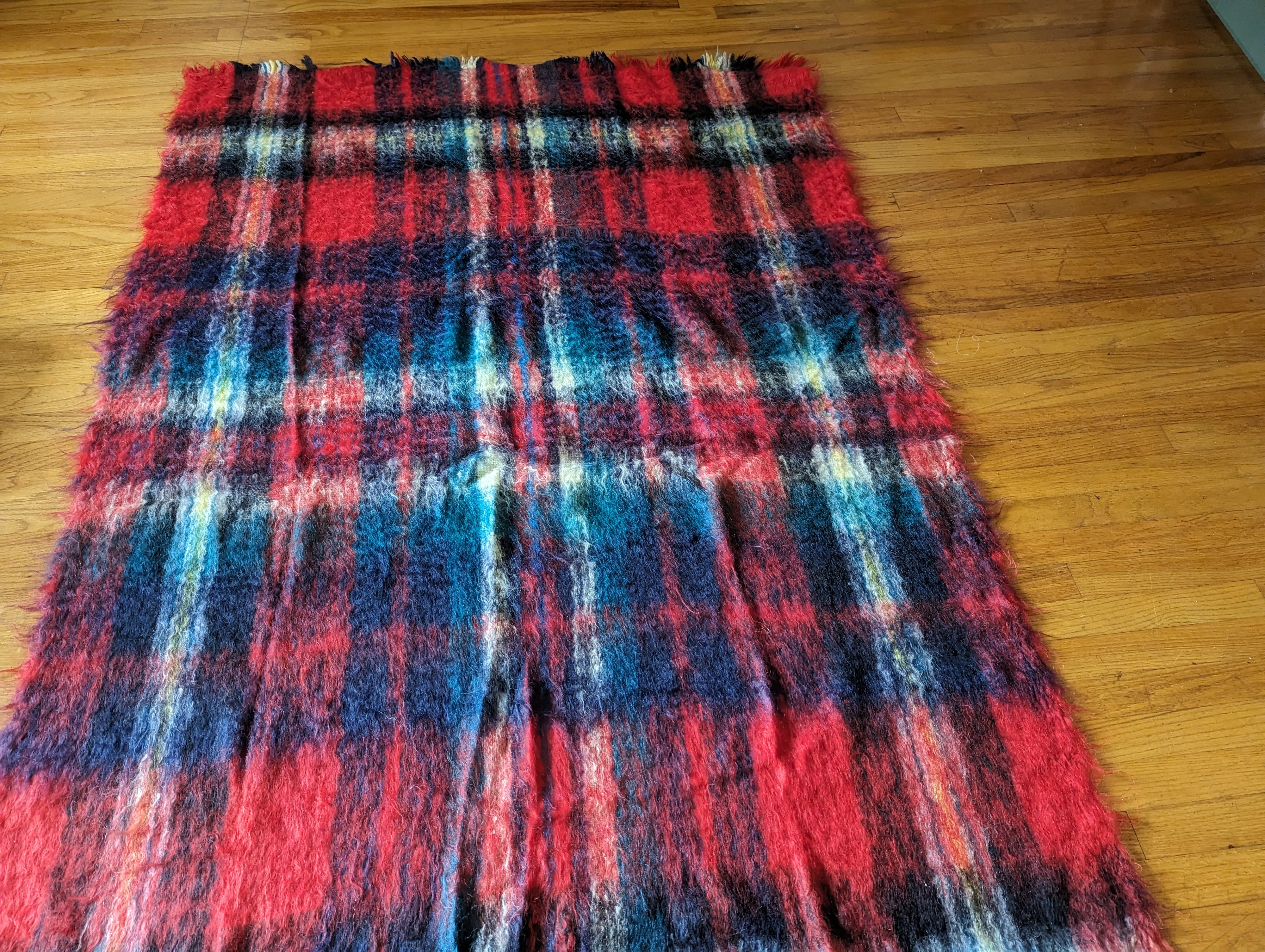 Mohair Travel Rug Throw Blanket Red Plaid by NAHAR - photo 3