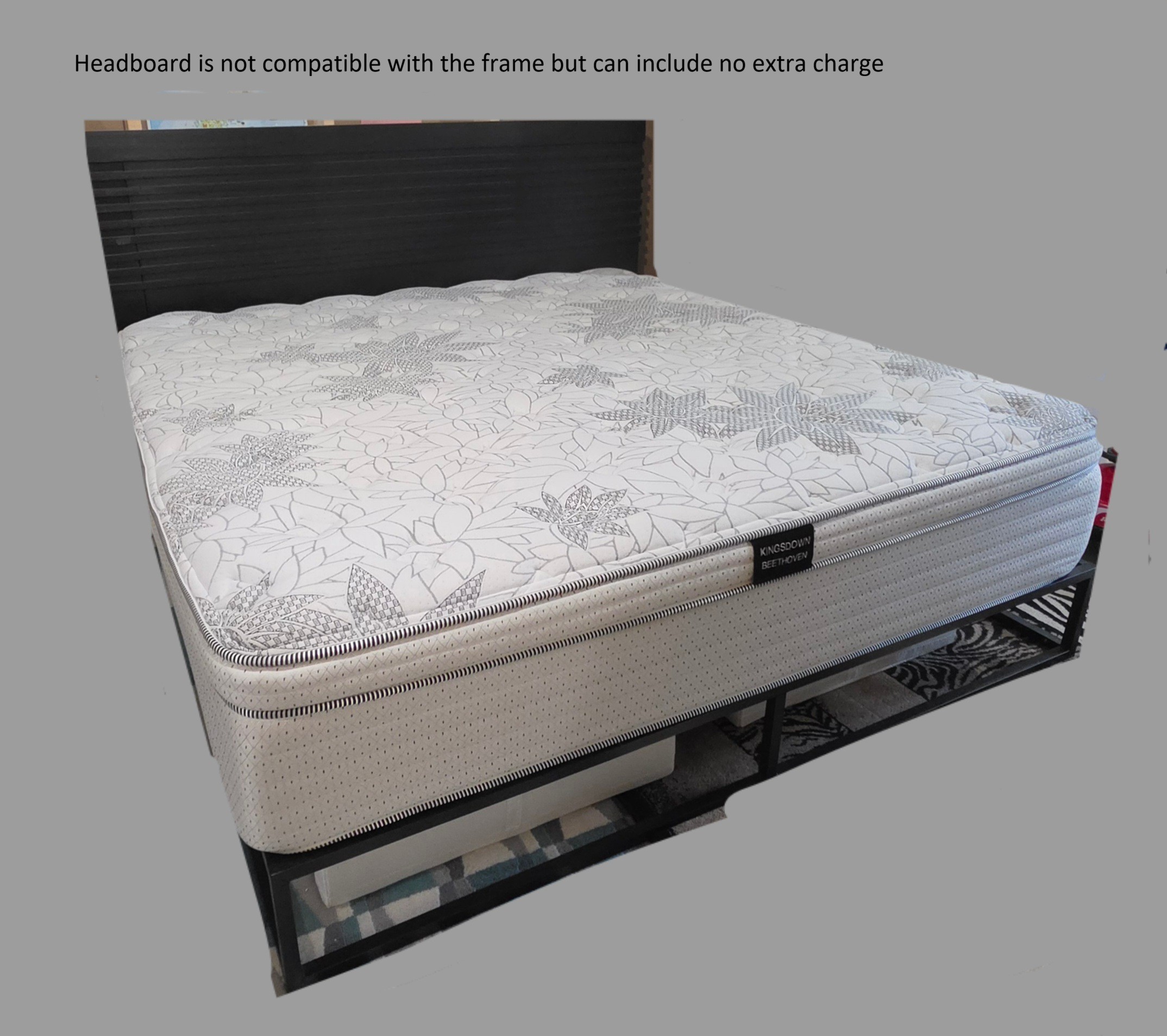 Kingsdown Beethoven King size mattress and Zinus platform frame