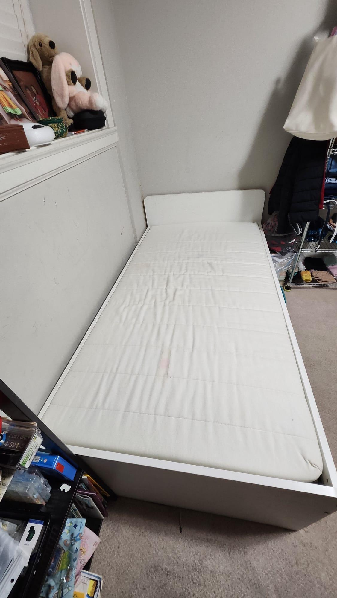 IKEA White Twin Bed Frame with Mattress