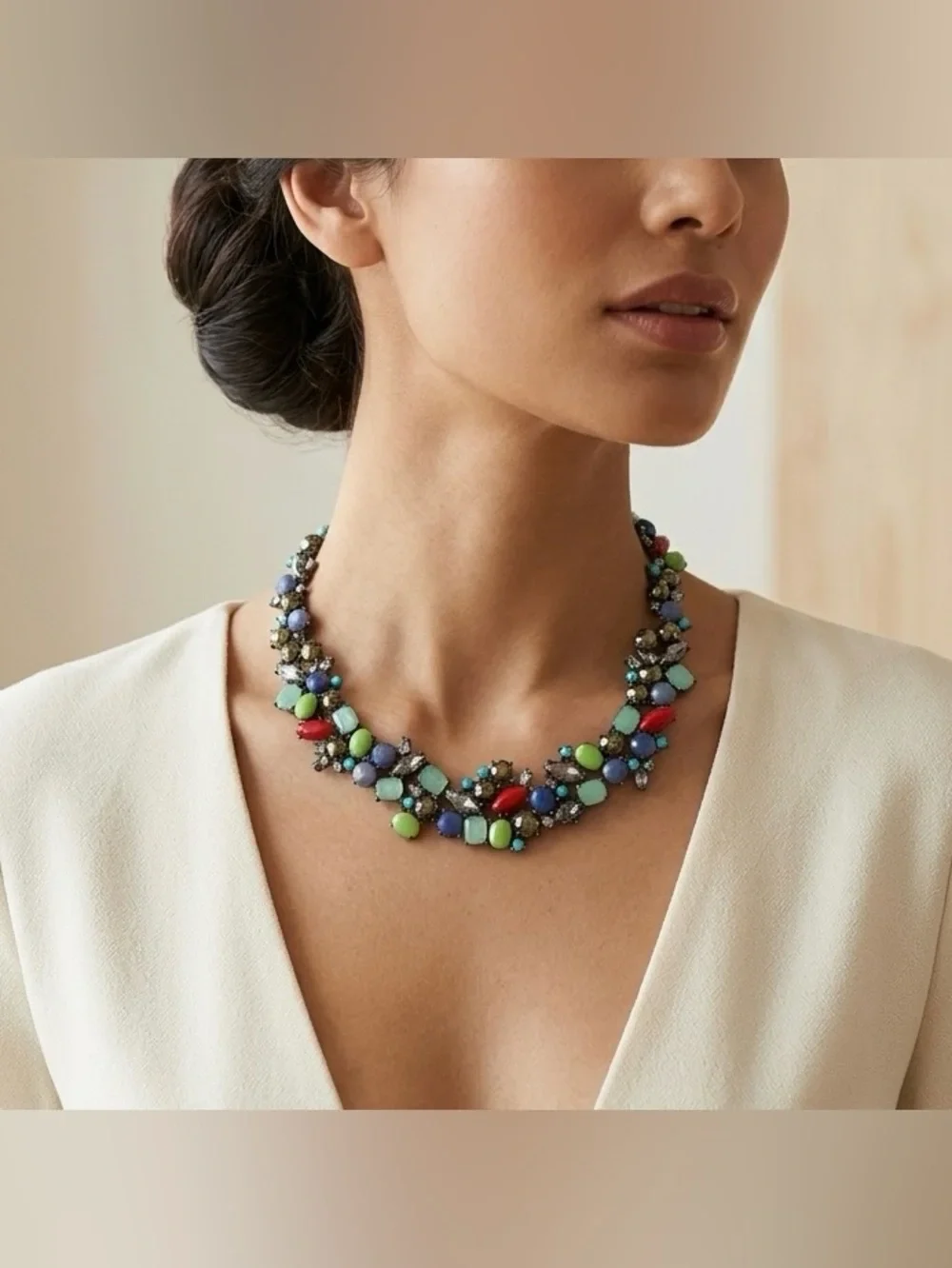Zara Statement Necklace Gem Embellished Choker Multicolor Jewels