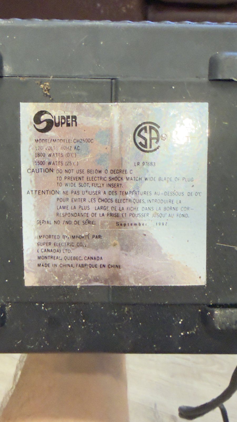 Space Heater 1500W – Portable Electric, Super CH2500C - photo 2
