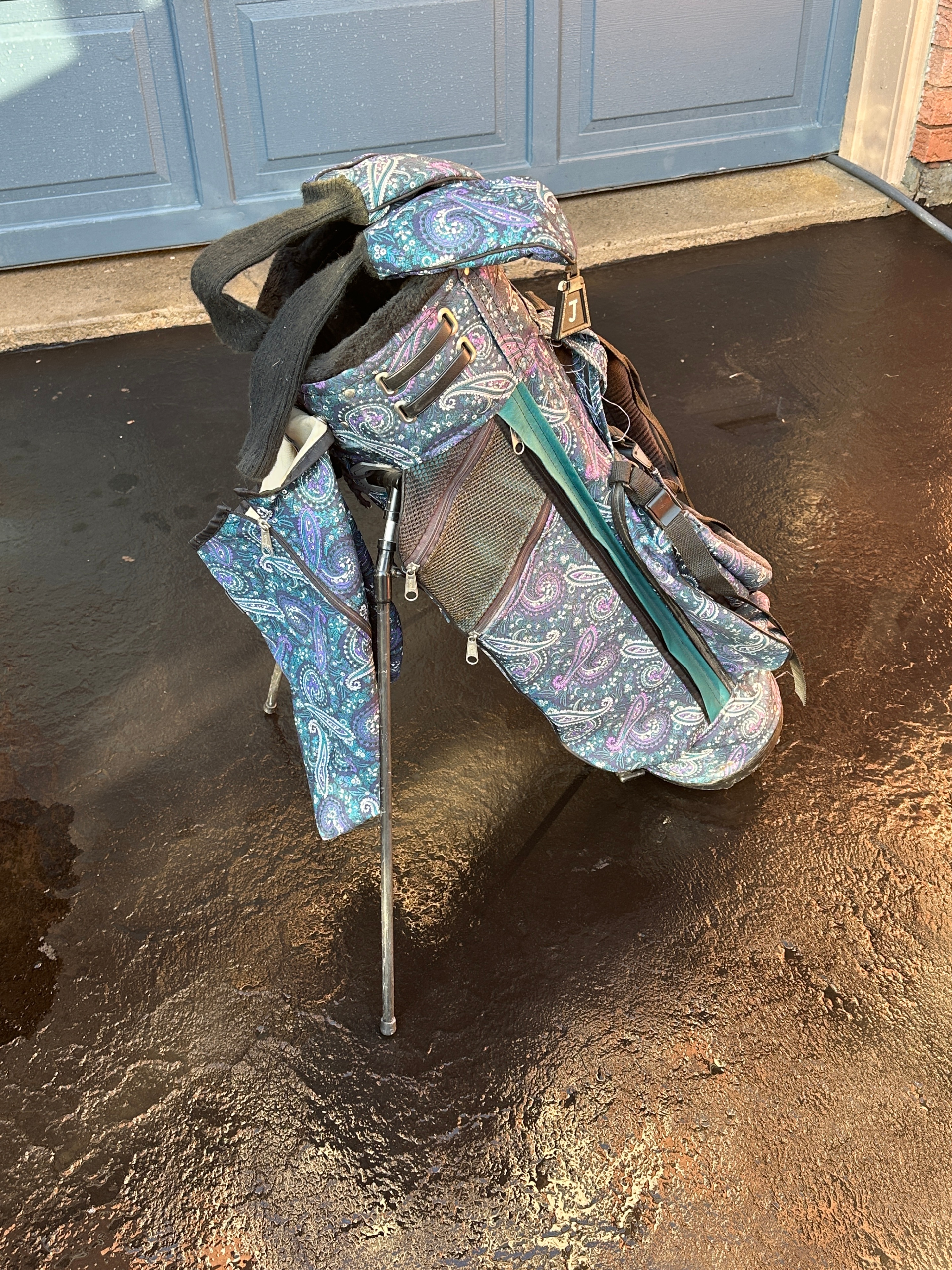 Women Ladies Golf Bag Blue & Purple Paisley