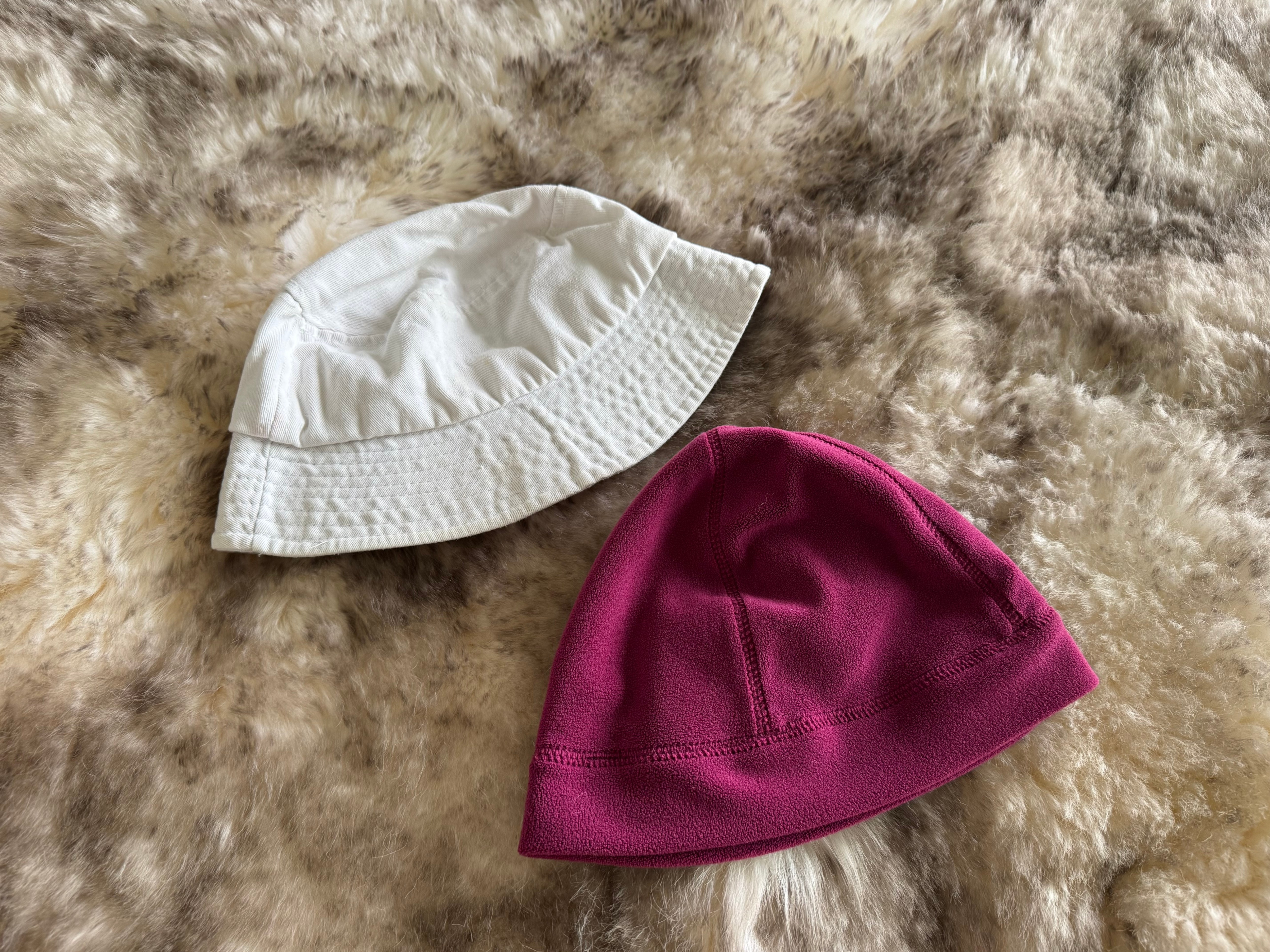 Joe Fresh Active Fuchsia Beanie and White Bucket Hat