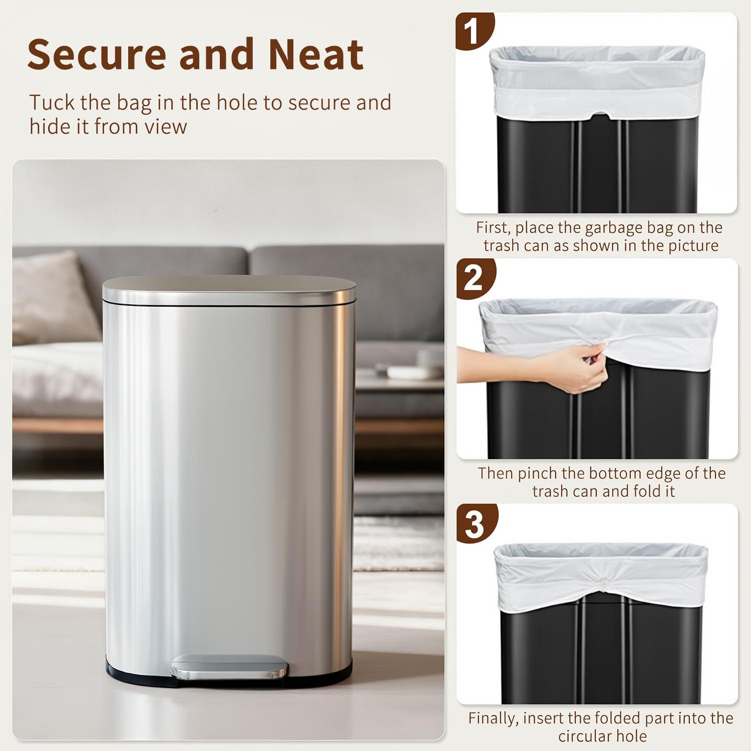 🗑️✨ PayLessHere 13‑Gallon Stainless Steel Kitchen Trash Can ✨🗑️ - photo 3