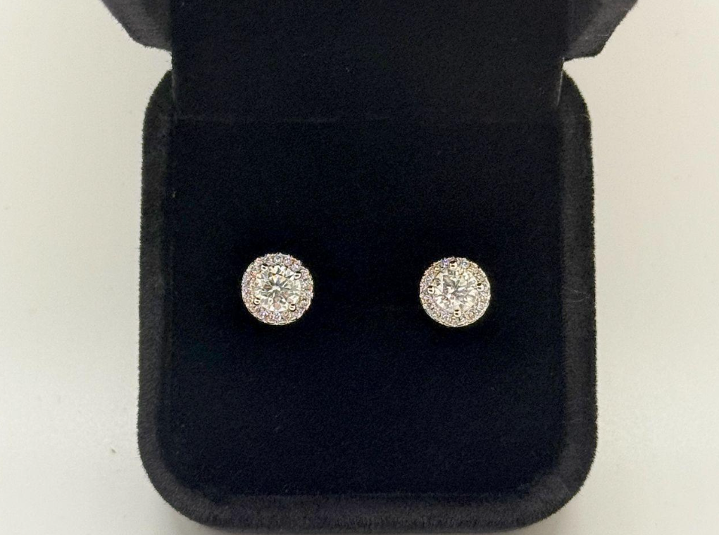 925 Sterling Silver 6mm Round Moissanite Stud Earrings - photo 2