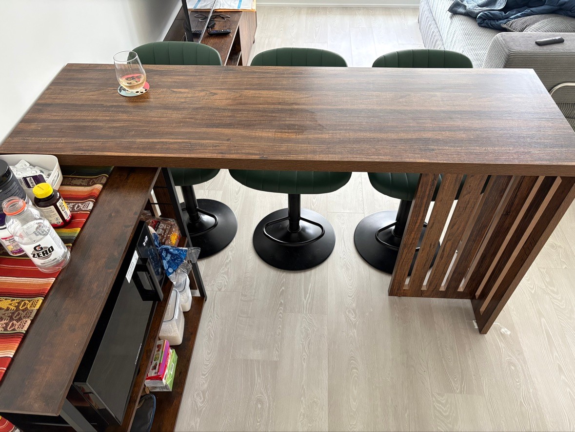 Kitchen Island / Bar Table - Dark Wood, Like New