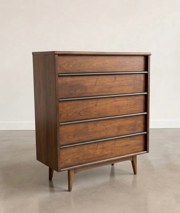 Vintage Mid Century Modern Walnut Dresser