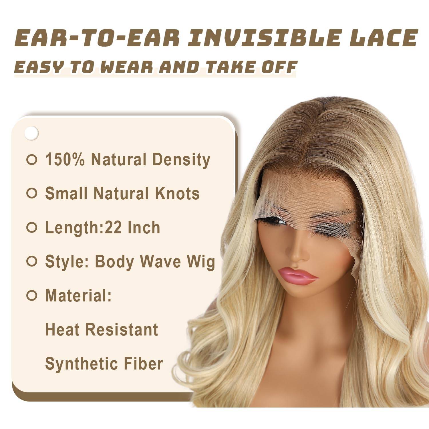 NEW~ 22" Ombre Blonde Lace Front Wig – 13x4 – Dark Roots - photo 3