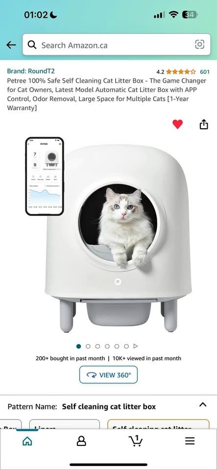 Petree 100% Safe Self Cleaning Cat Litter Box - photo 2