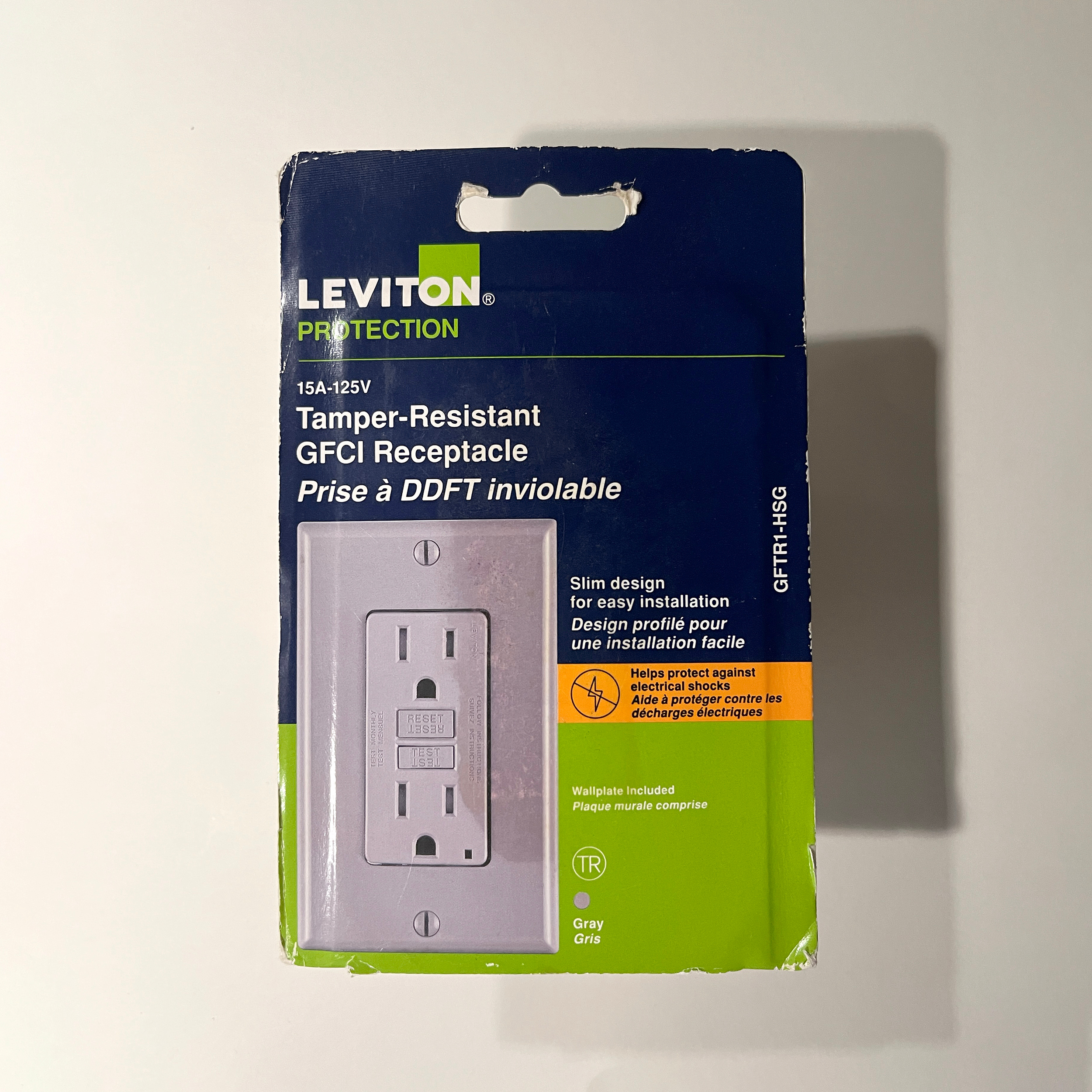 Leviton 15A Tamper-Resistant Slim GFCI Outlet (Gray) - New