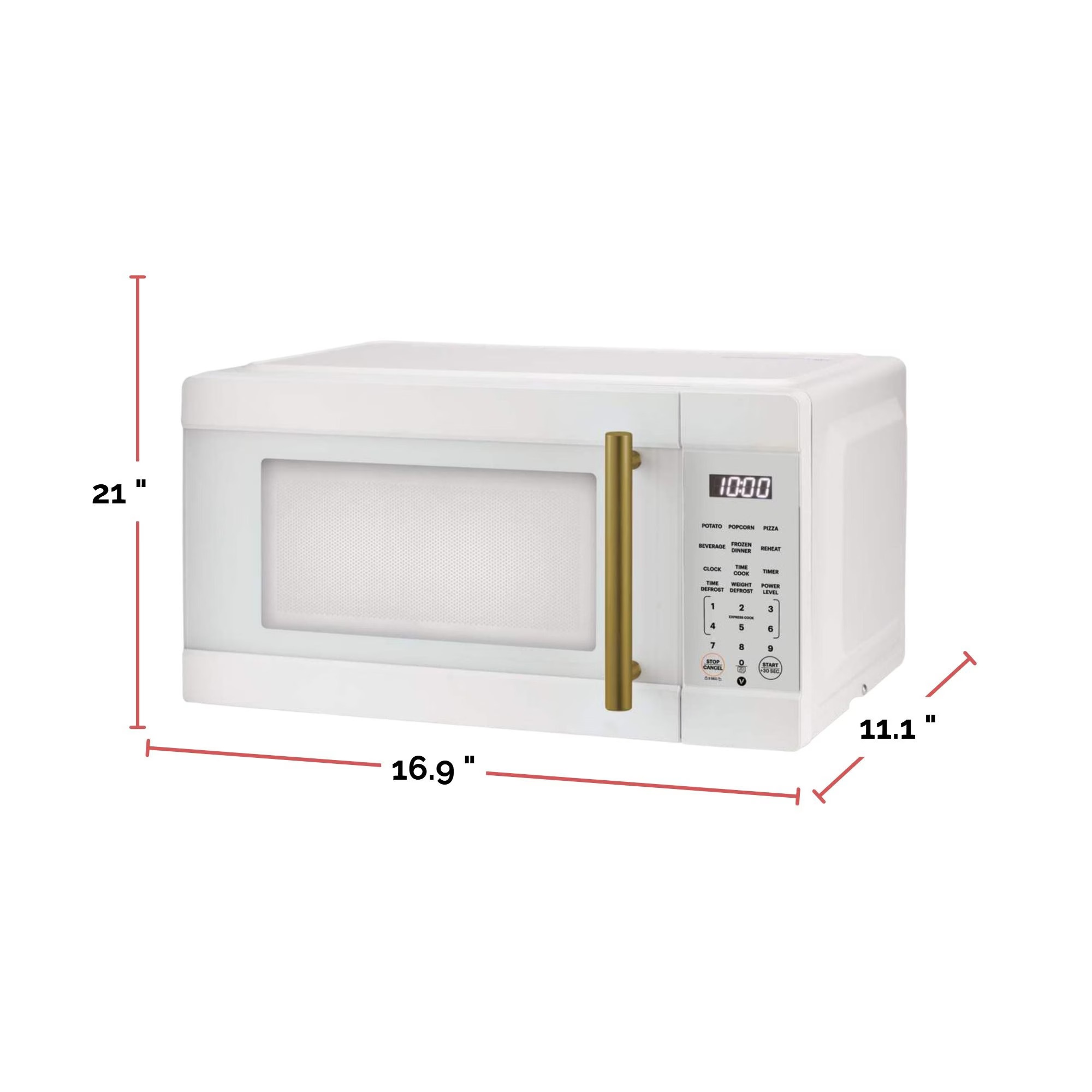 Vida Microwave, White/Gold, 1.1-cu-ft - photo 3