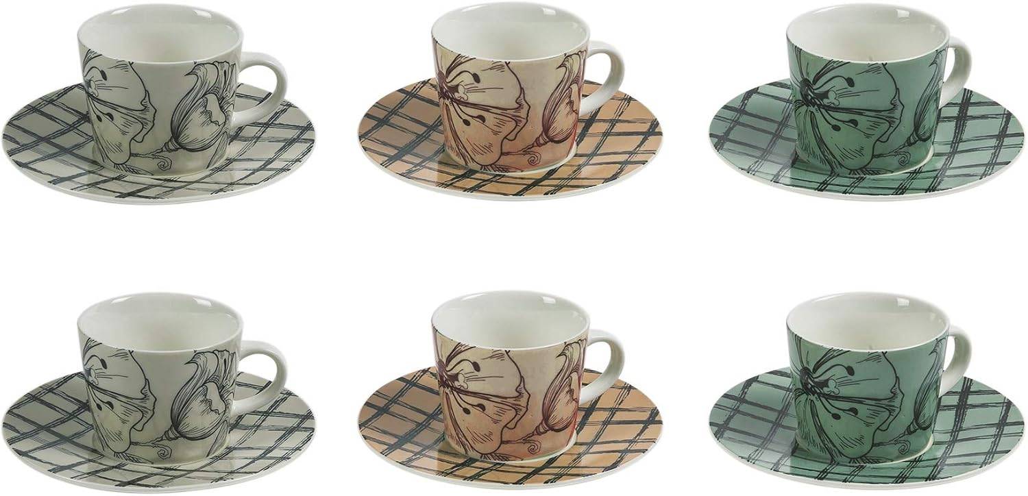 Villa d'Este Italian Espresso Set - 6 Cups & Saucers