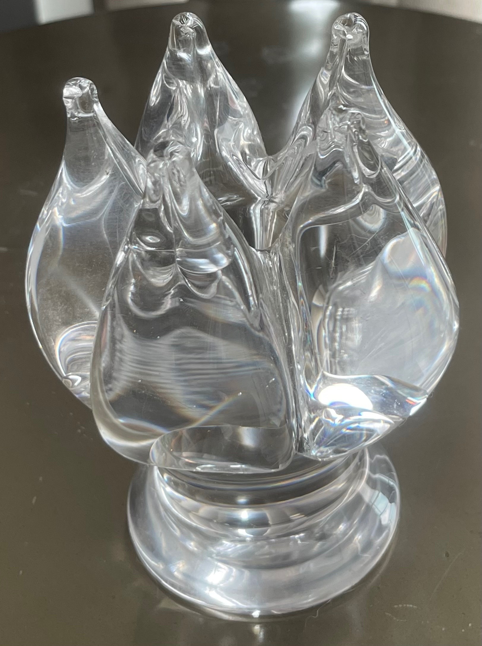 Signed Kosta Swedish Crystal Tulip Candle Holder