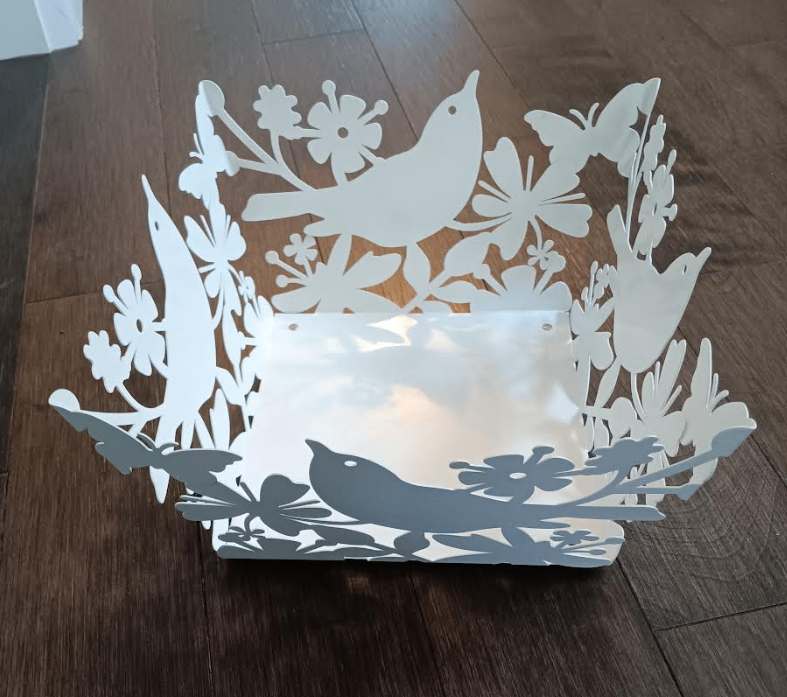 Urban Barn White Metal Floral Bird Cut Out Bowl basket - photo 2
