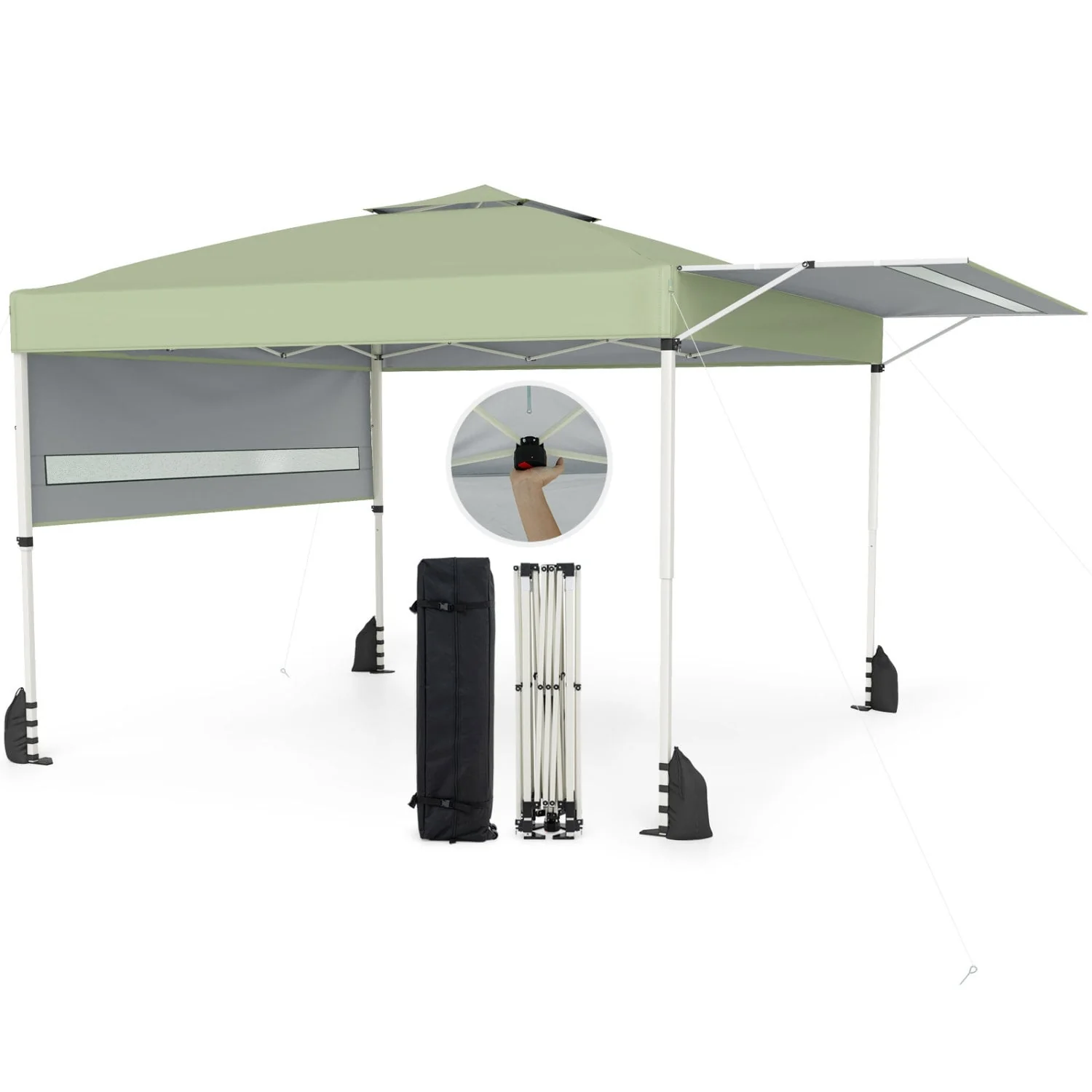 17‑Foot Pop‑Up Canopy Tent with Dual Adjustable Awnings – WHITE - photo 3