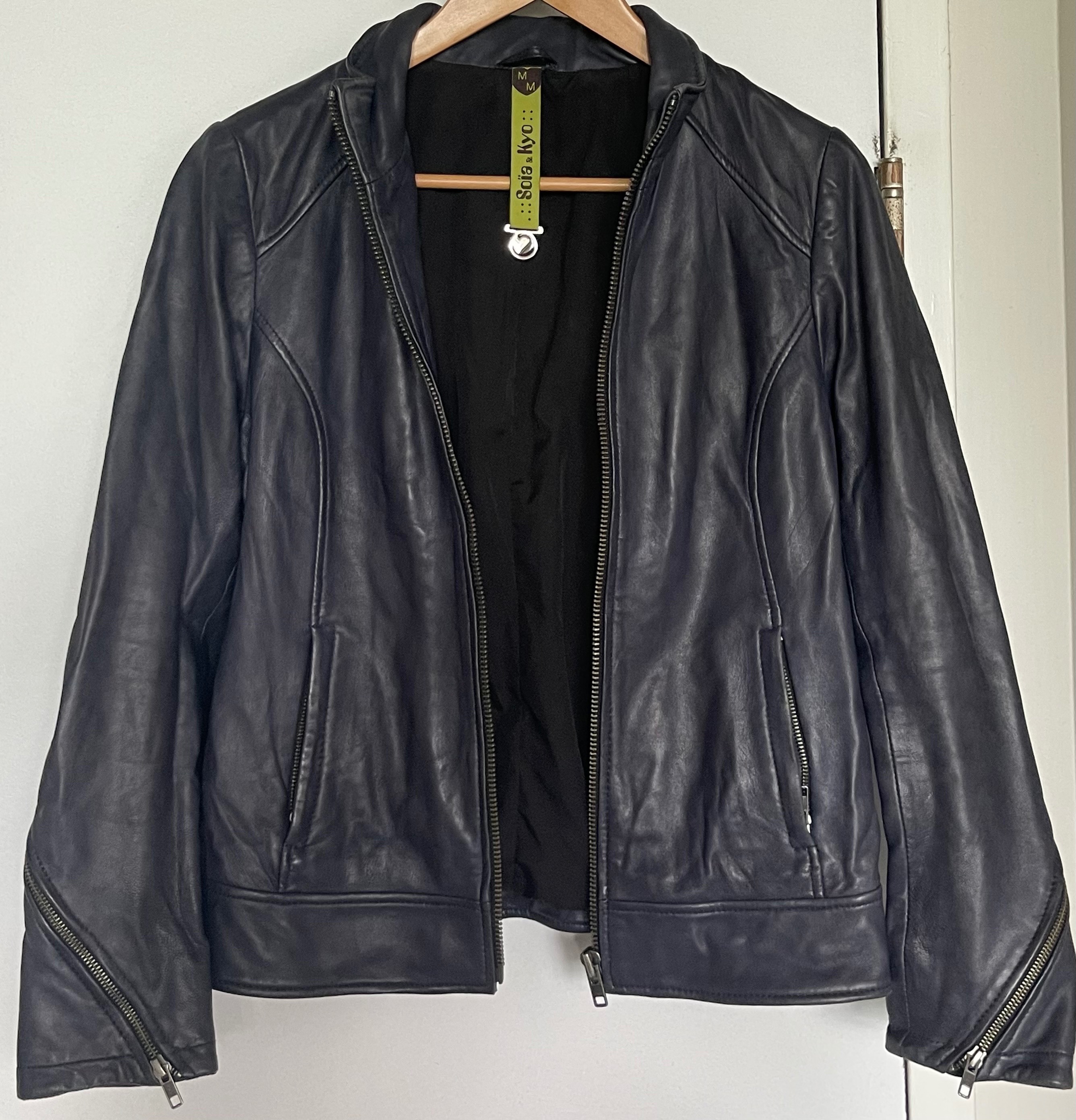 Soia & Kyo Lambskin Leather Jacket (Med) - Blue-Grey - photo 3