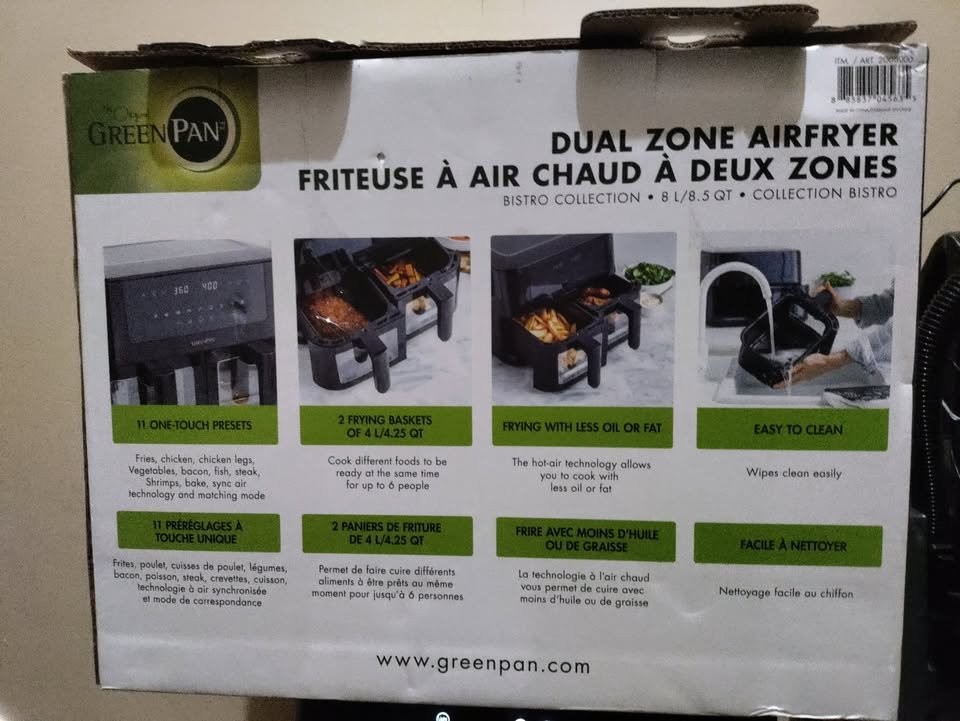 GreenPan Bistro Dual Zone Air Fryer, 2x 4L - photo 5