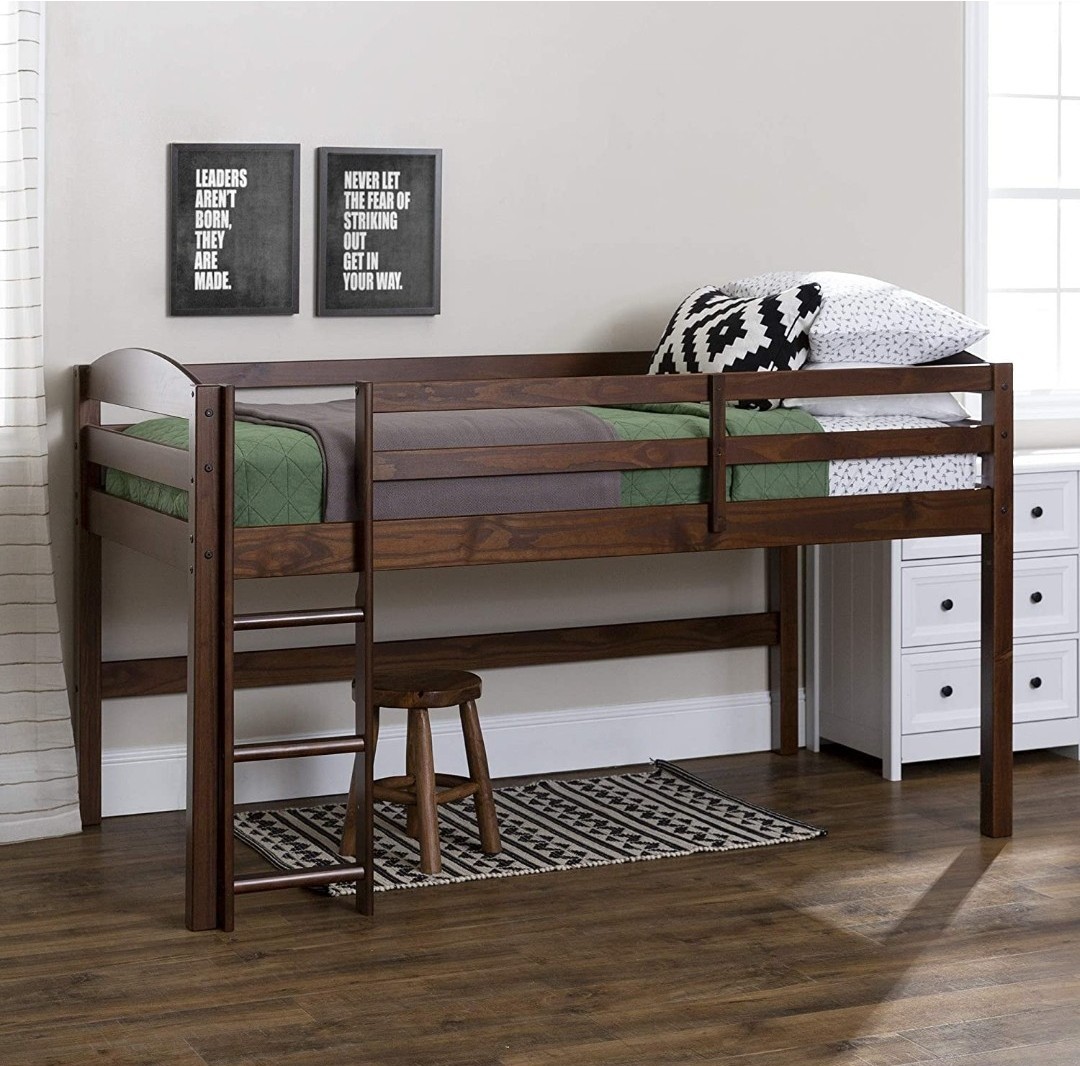 Dark Brown Low Loft (Bunk) Bed for Kids