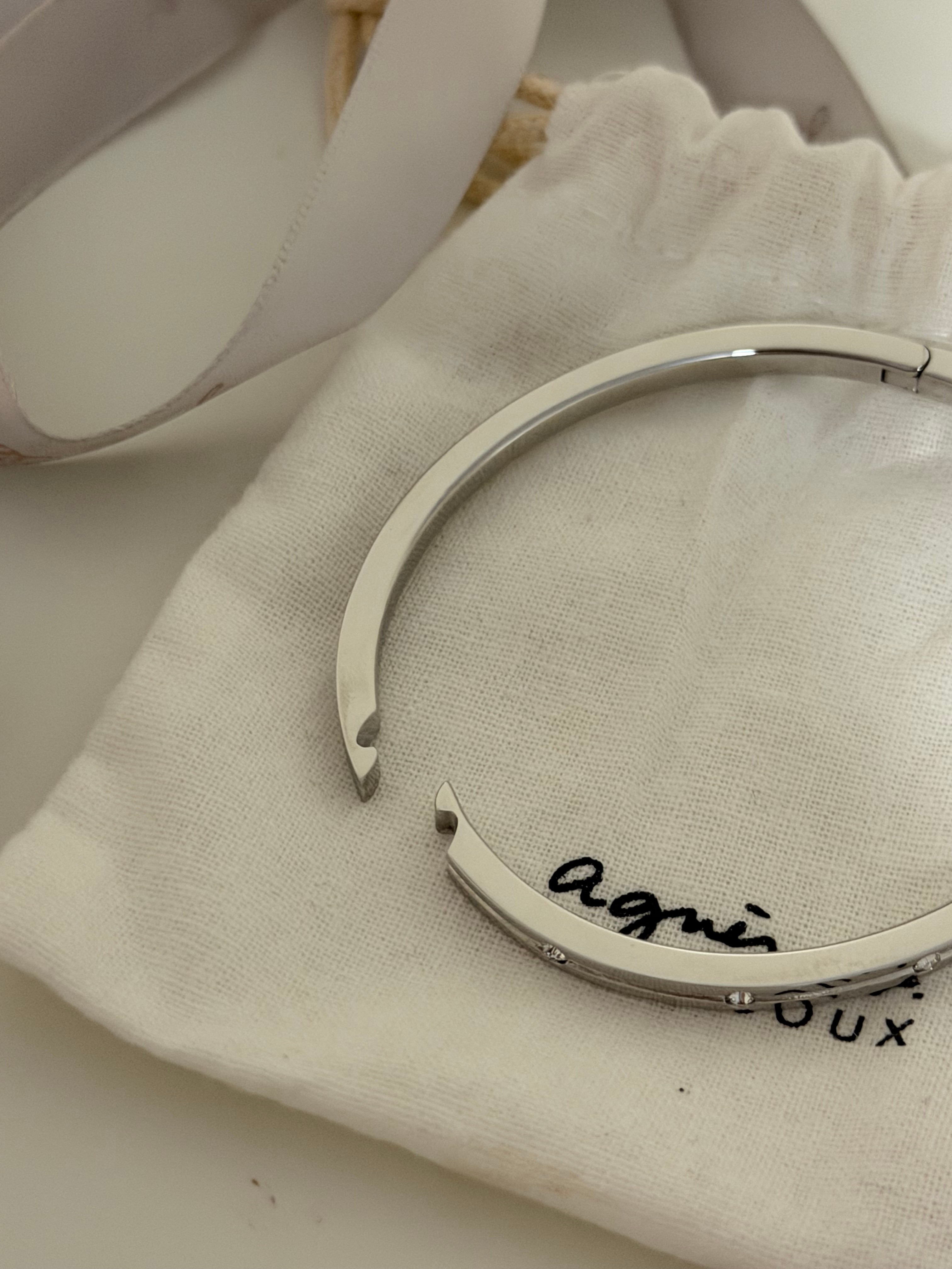 agnès b. Silver Bracelets - Tone Crystal Bangle - photo 4