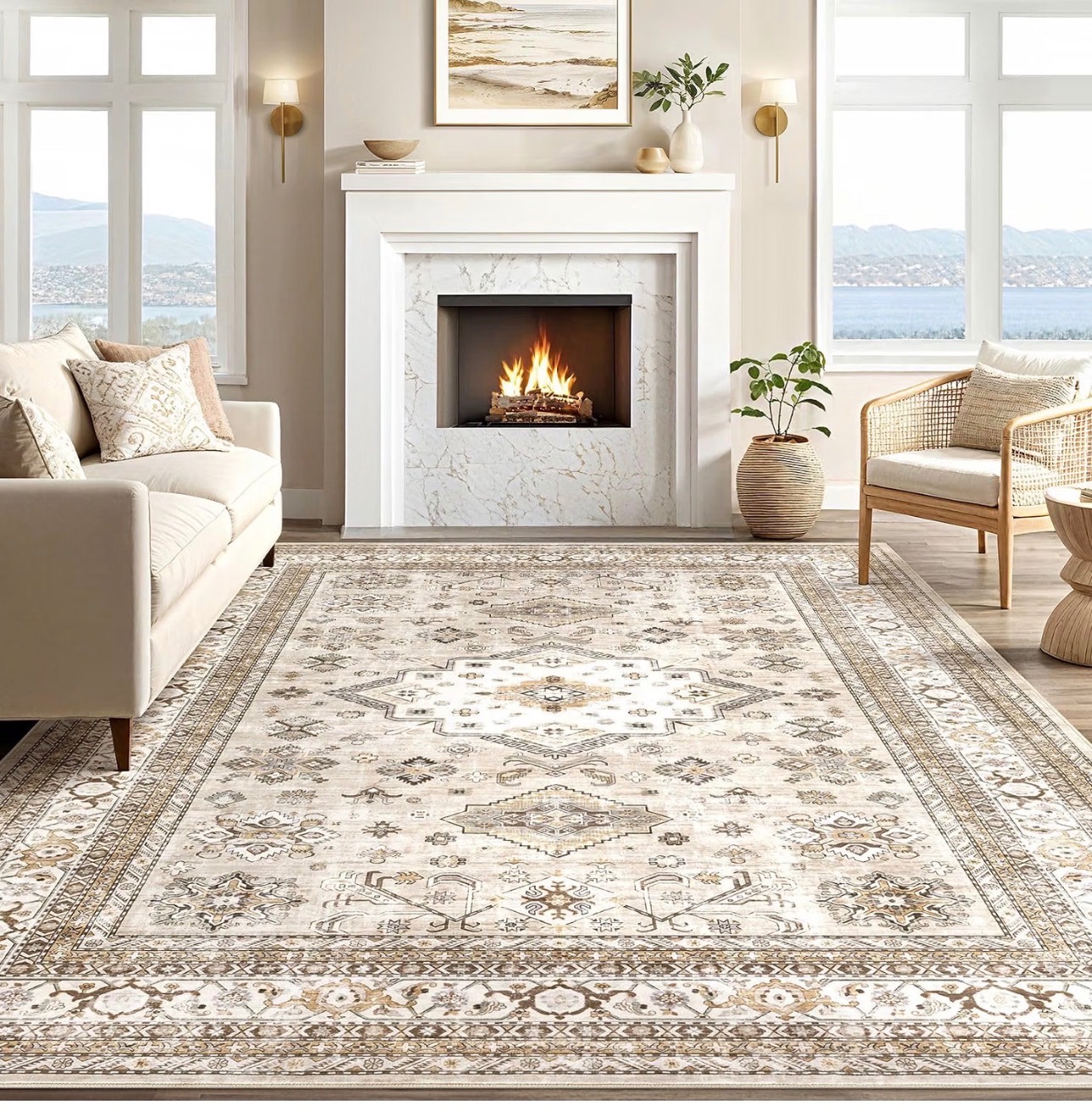 9x12' Area Rug Washable Soft Distressed Oriental Design - photo 4