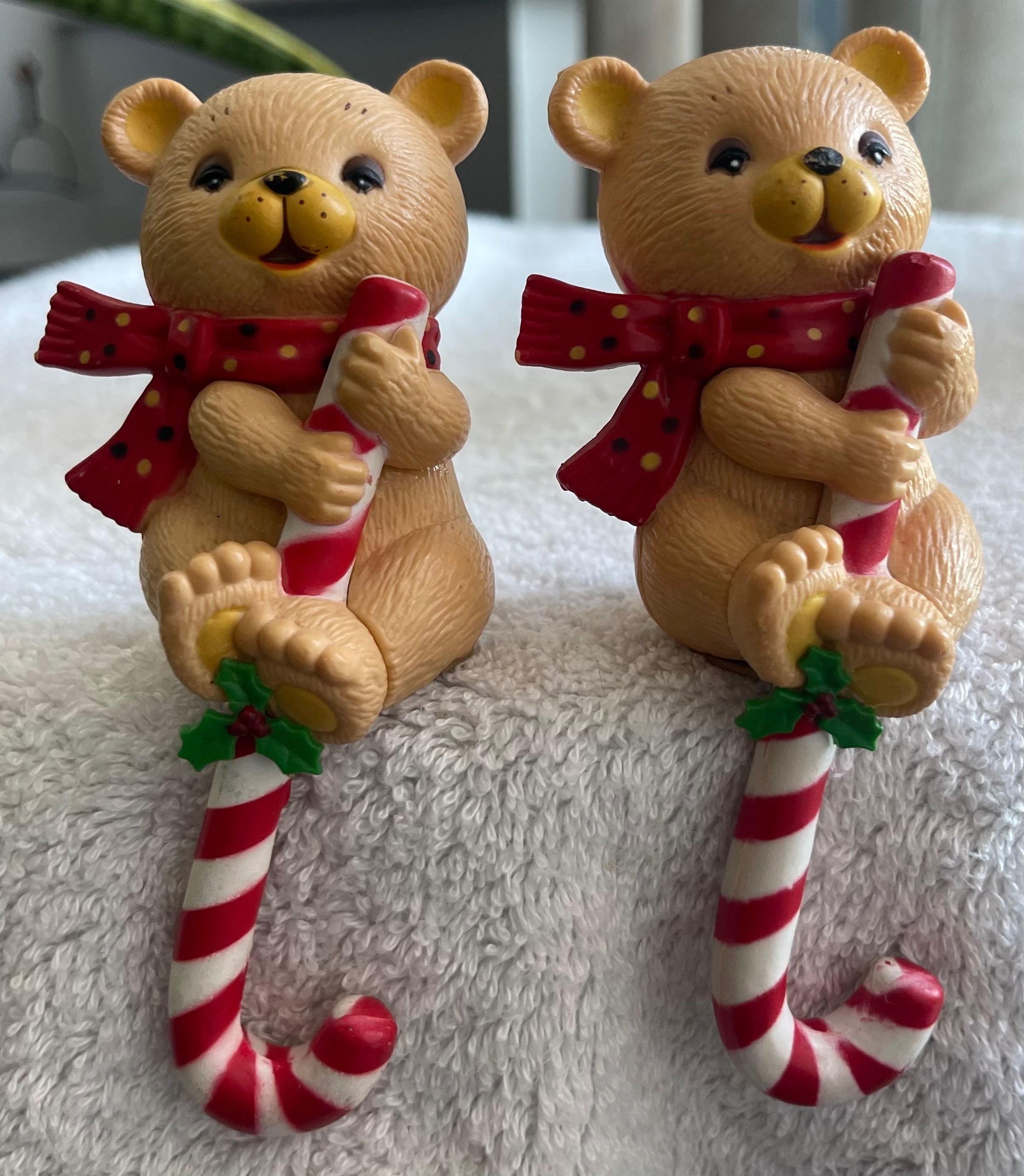 Pair of Vintage 80s Teddy Bear Stocking Holders