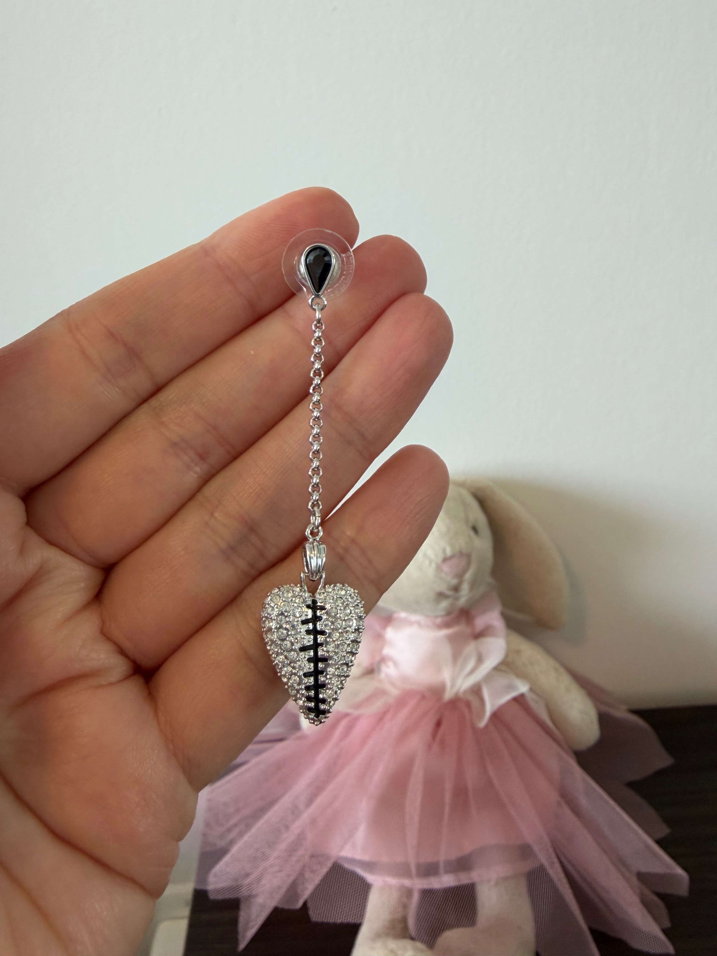 Vintage Swarovski Pavé Zipped Heart Drop Earrings - photo 5
